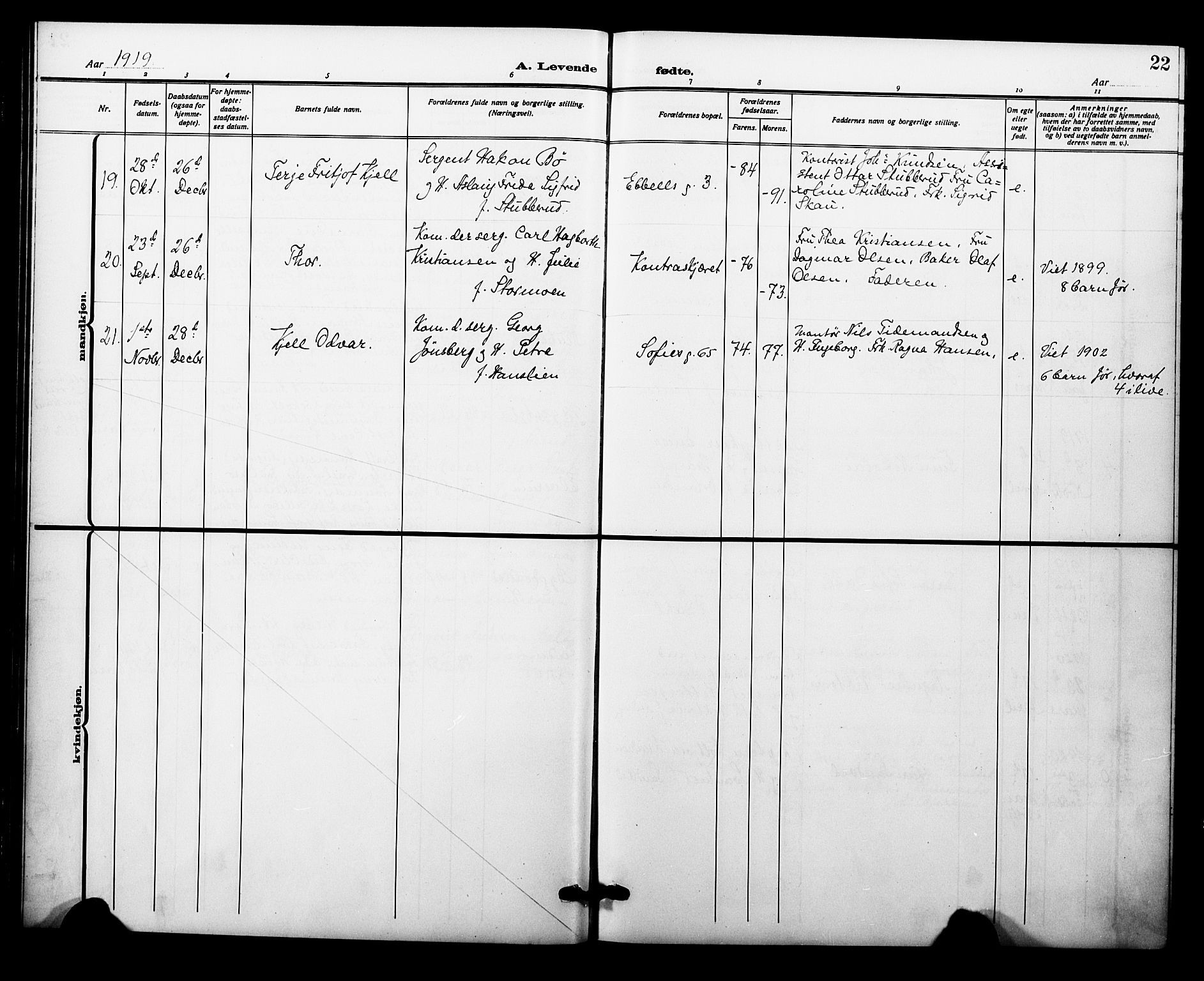 Garnisonsmenigheten Kirkebøker, AV/SAO-A-10846/F/Fa/L0015: Ministerialbok nr. 15, 1915-1921, s. 22