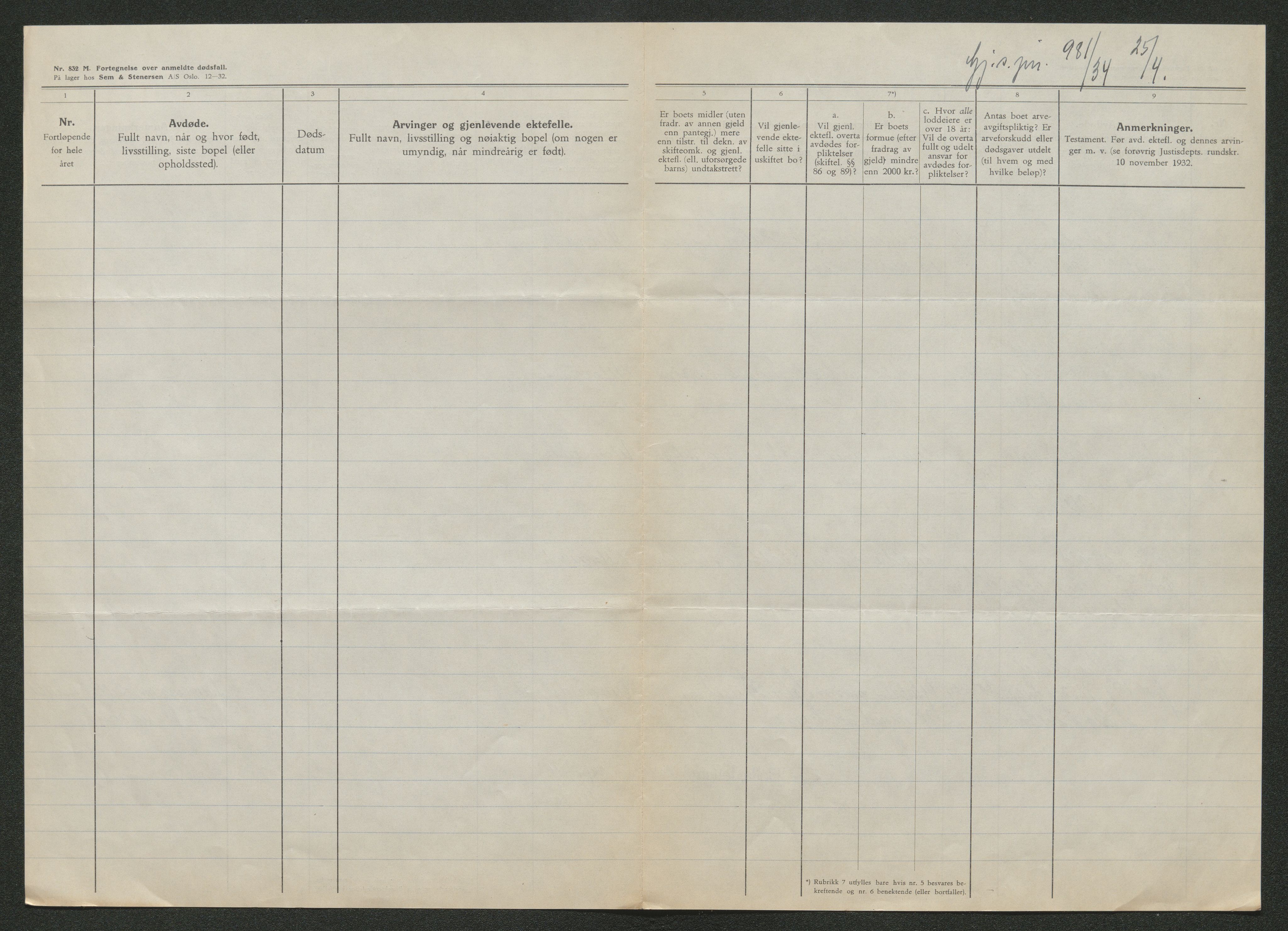 Nedre Telemark sorenskriveri, SAKO/A-135/H/Ha/Hab/L0008: Dødsfallsfortegnelser
, 1931-1935, s. 986