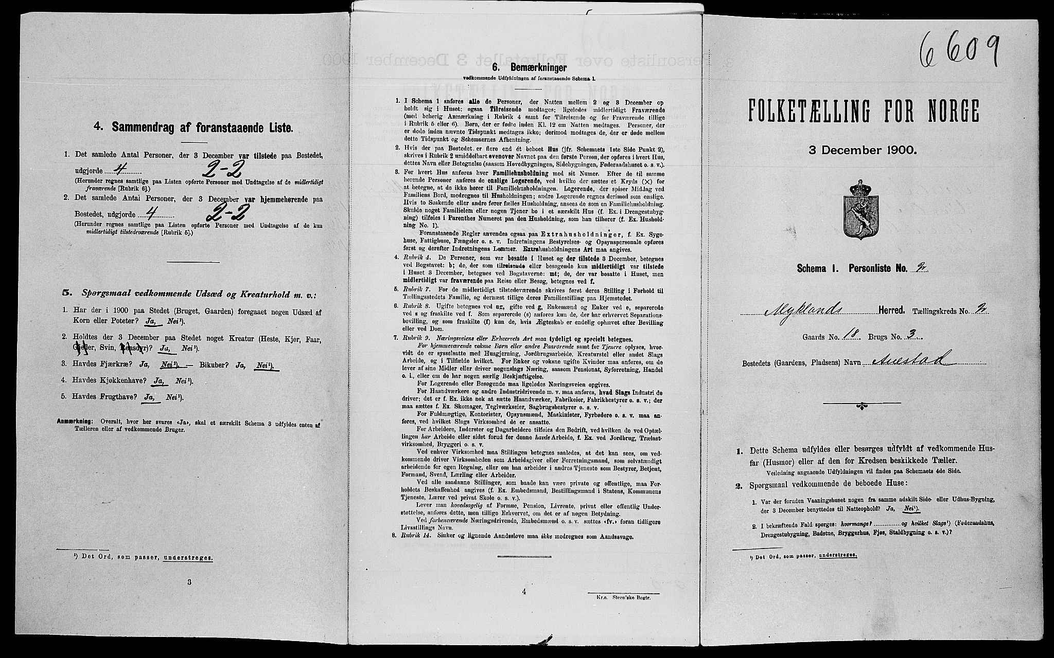 SAK, Folketelling 1900 for 0932 Mykland herred, 1900, s. 87
