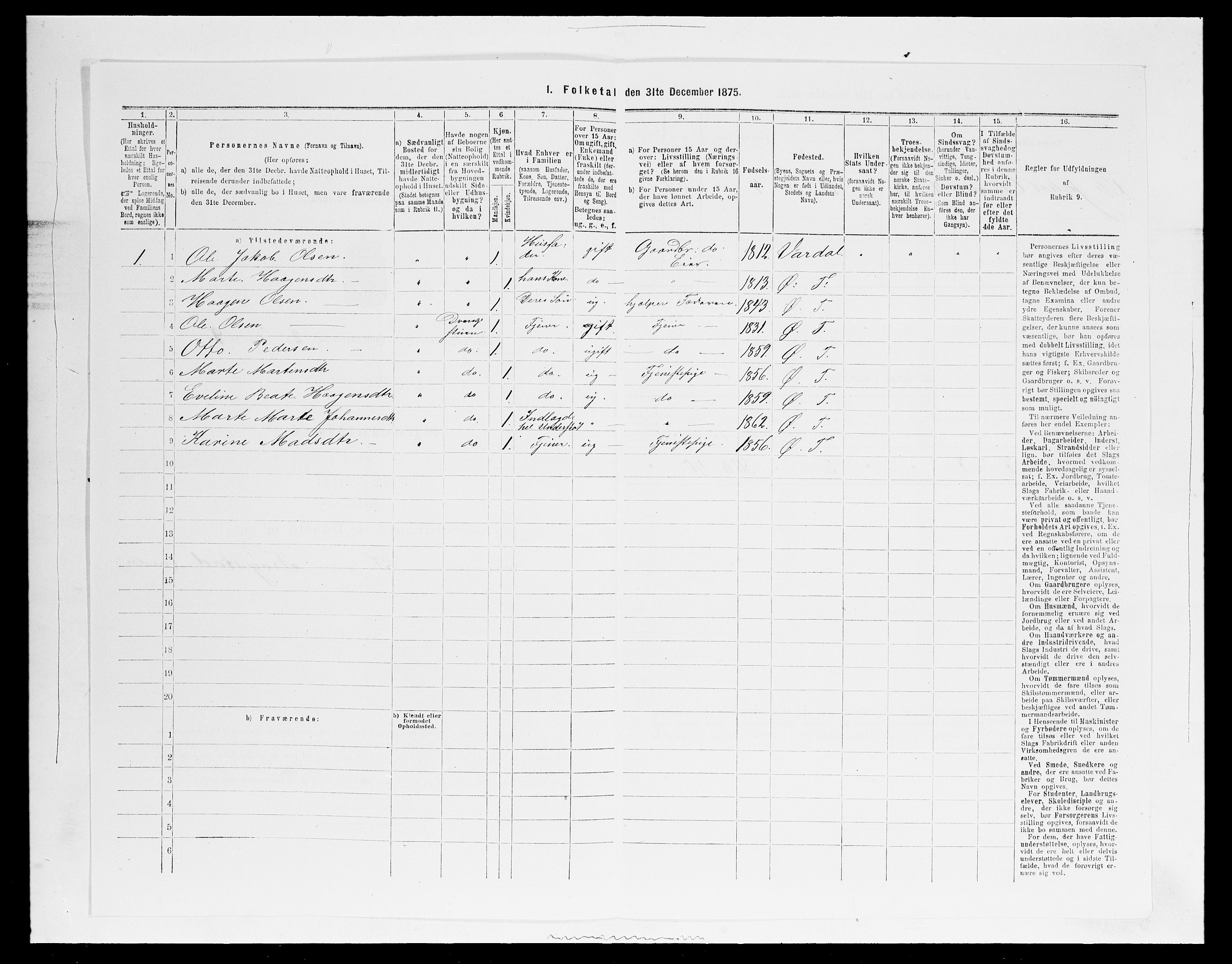 SAH, Folketelling 1875 for 0528P Østre Toten prestegjeld, 1875, s. 365