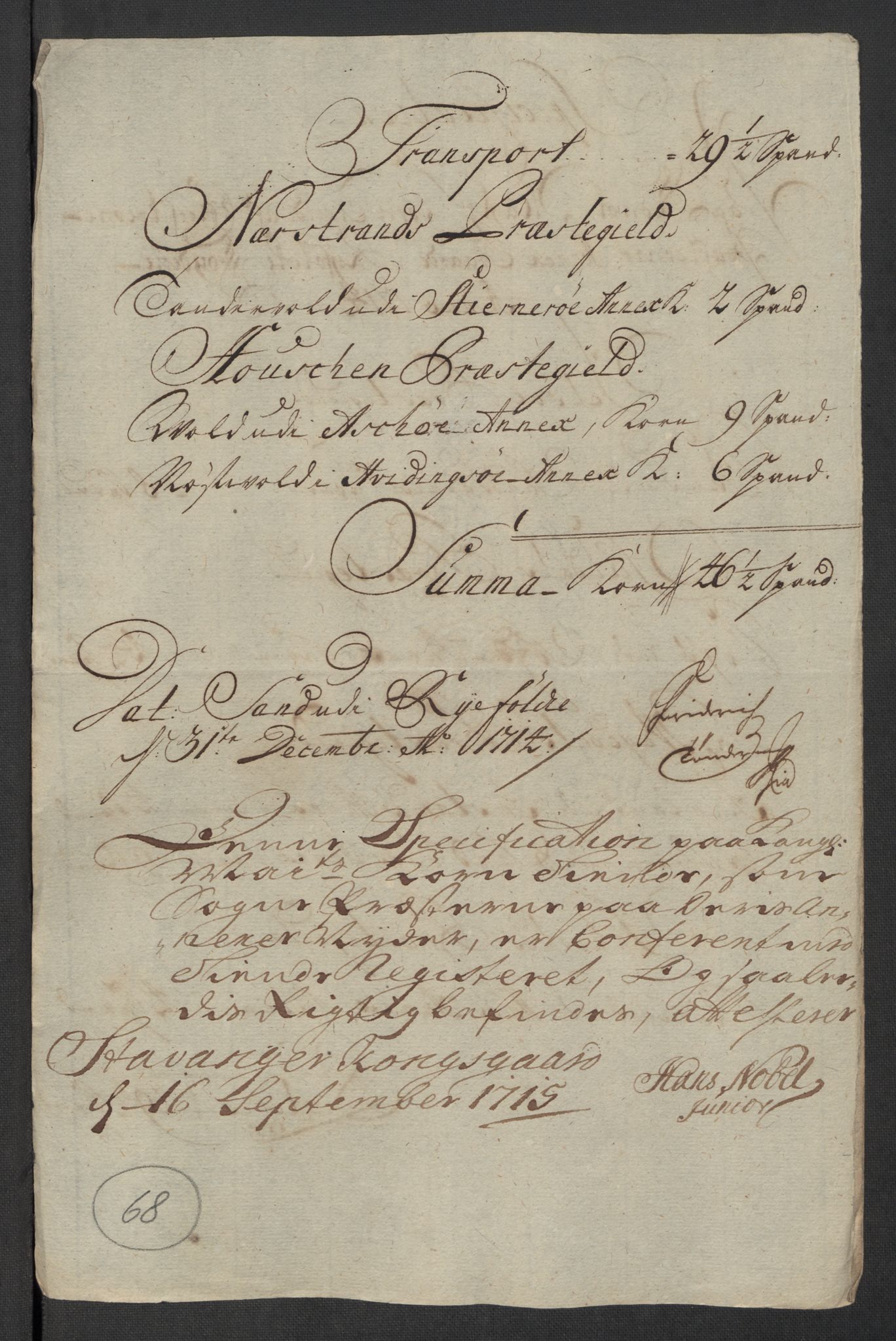 Rentekammeret inntil 1814, Reviderte regnskaper, Fogderegnskap, AV/RA-EA-4092/R47/L2867: Fogderegnskap Ryfylke, 1714, s. 292