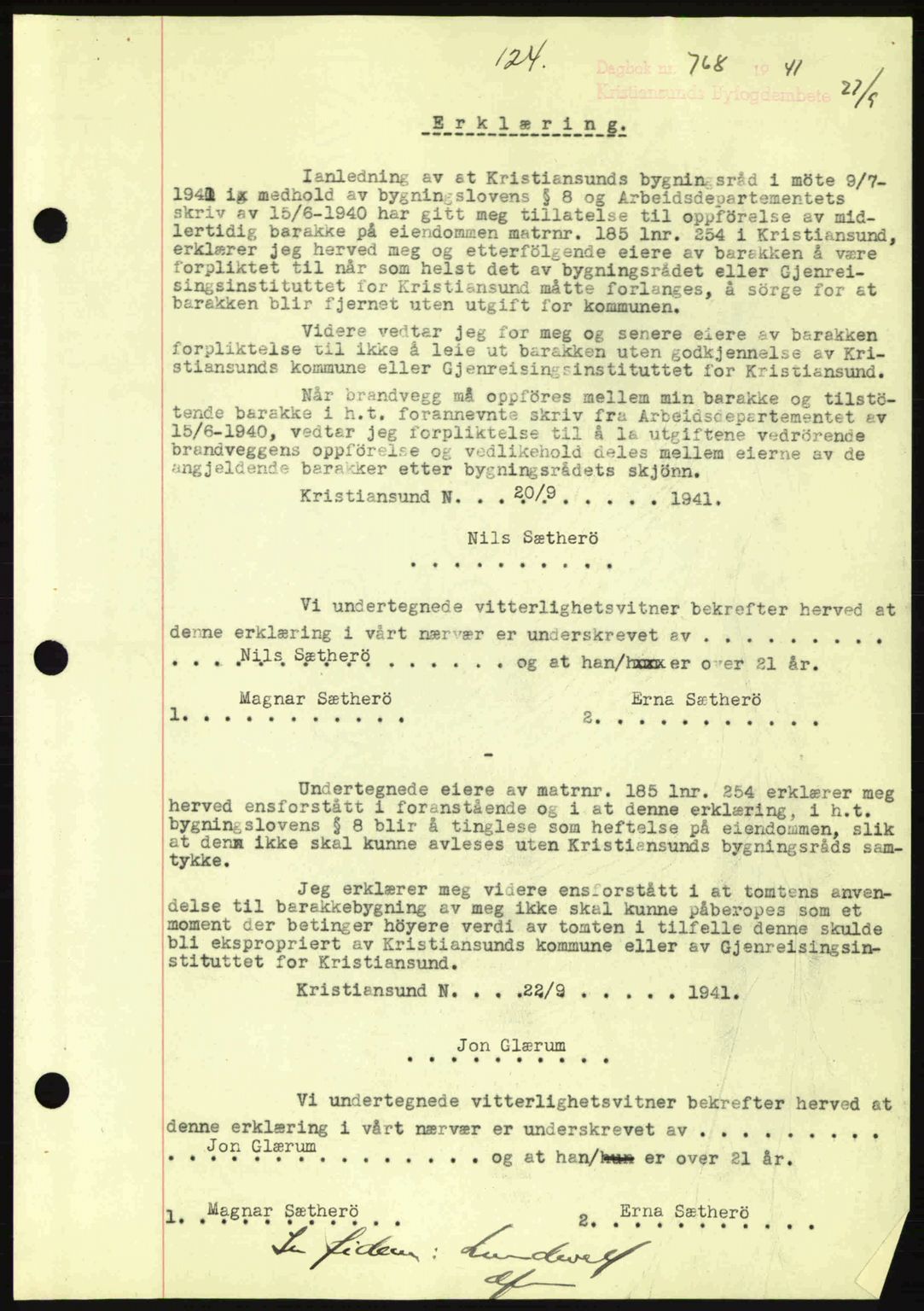 Kristiansund byfogd, AV/SAT-A-4587/A/27: Pantebok nr. 35, 1941-1942, Dagboknr: 768/1941