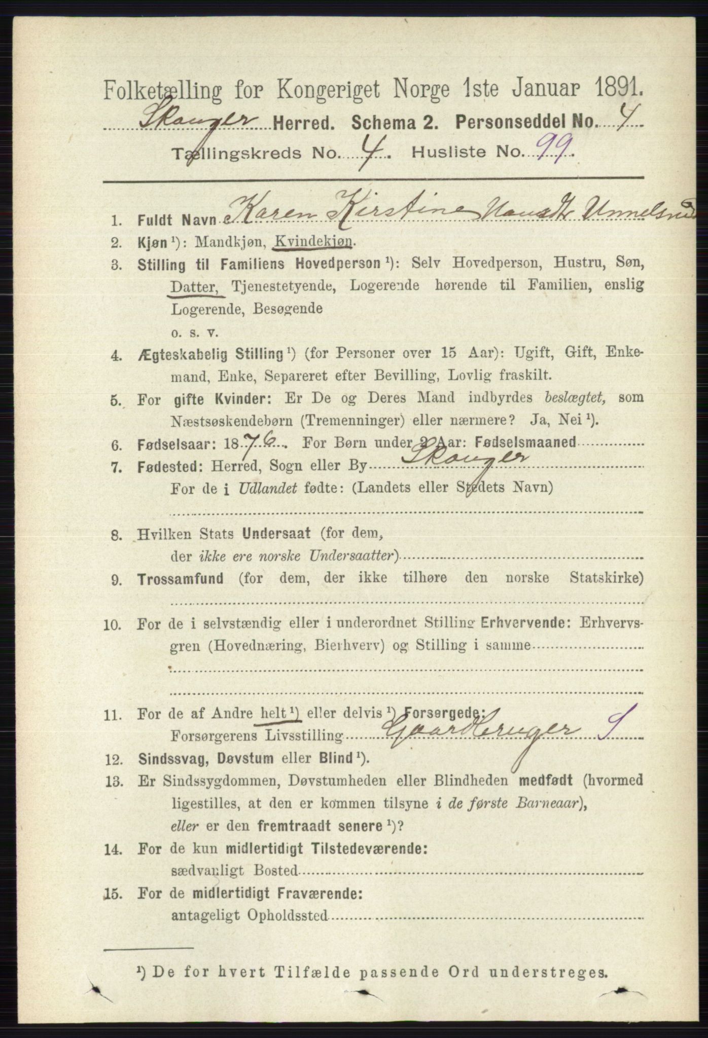 RA, Folketelling 1891 for 0712 Skoger herred, 1891, s. 2955