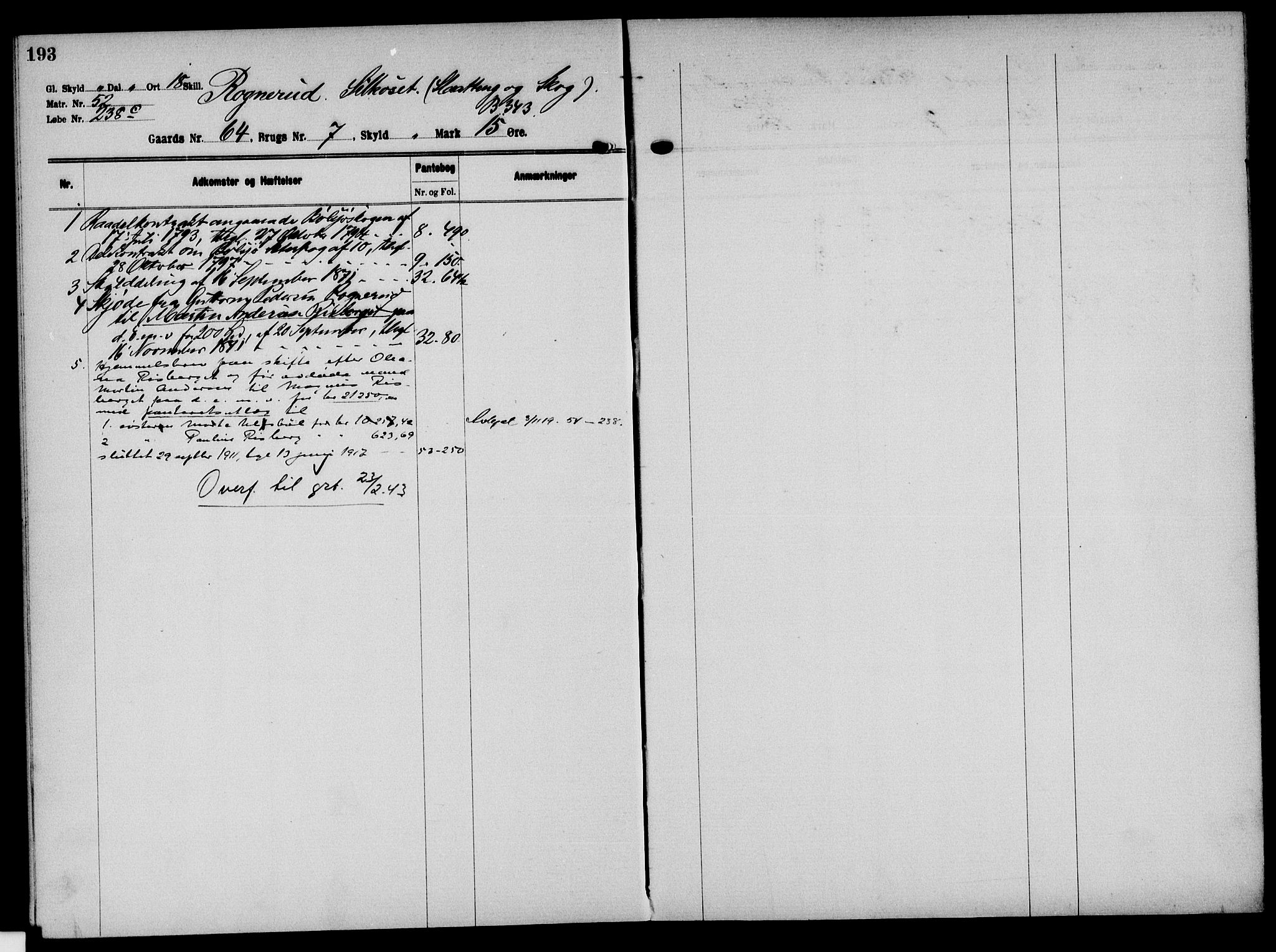 Solør tingrett, AV/SAH-TING-008/H/Ha/Hak/L0005: Panteregister nr. V, 1900-1935, s. 193