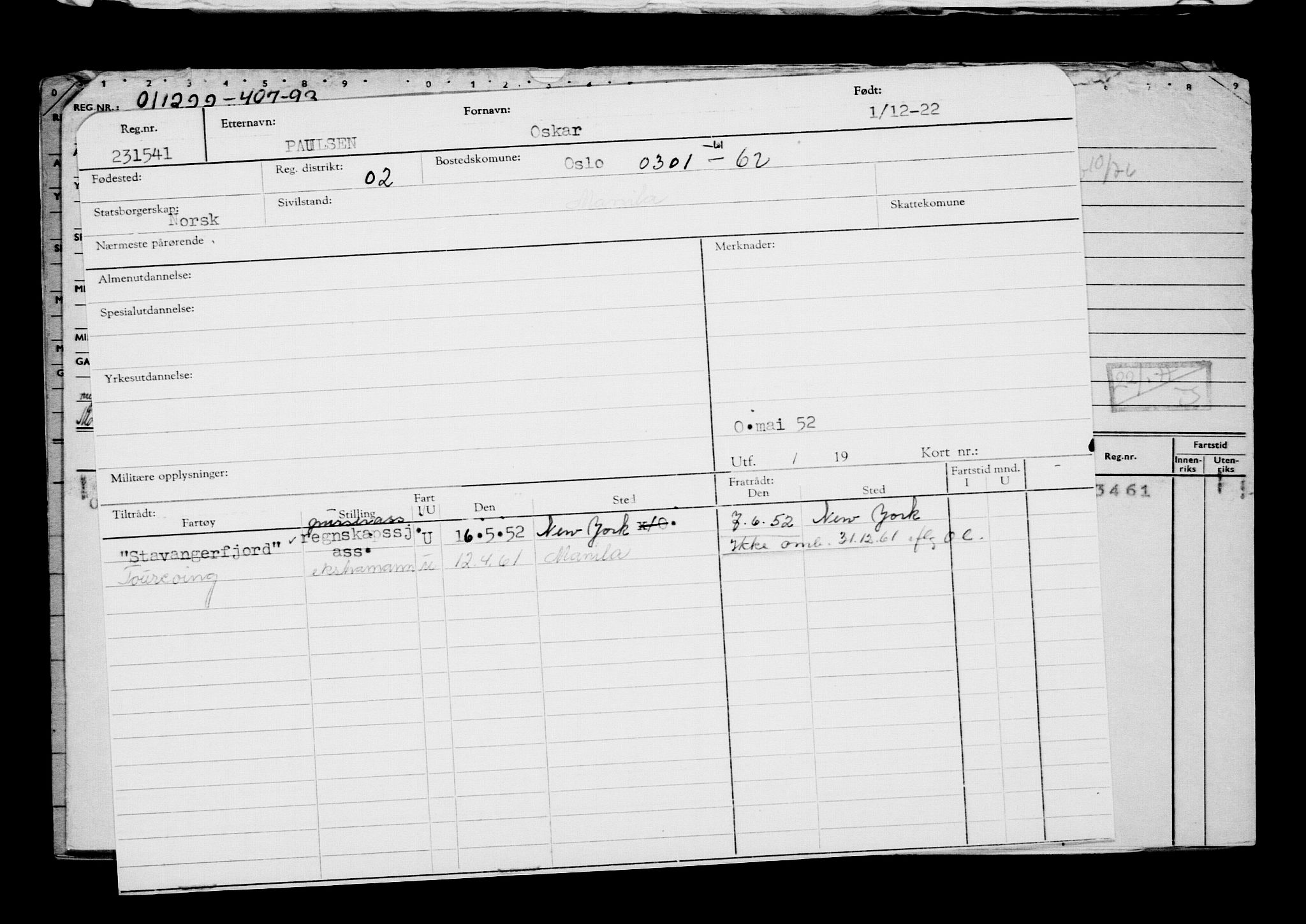 Direktoratet for sjømenn, AV/RA-S-3545/G/Gb/L0213: Hovedkort, 1922, s. 15