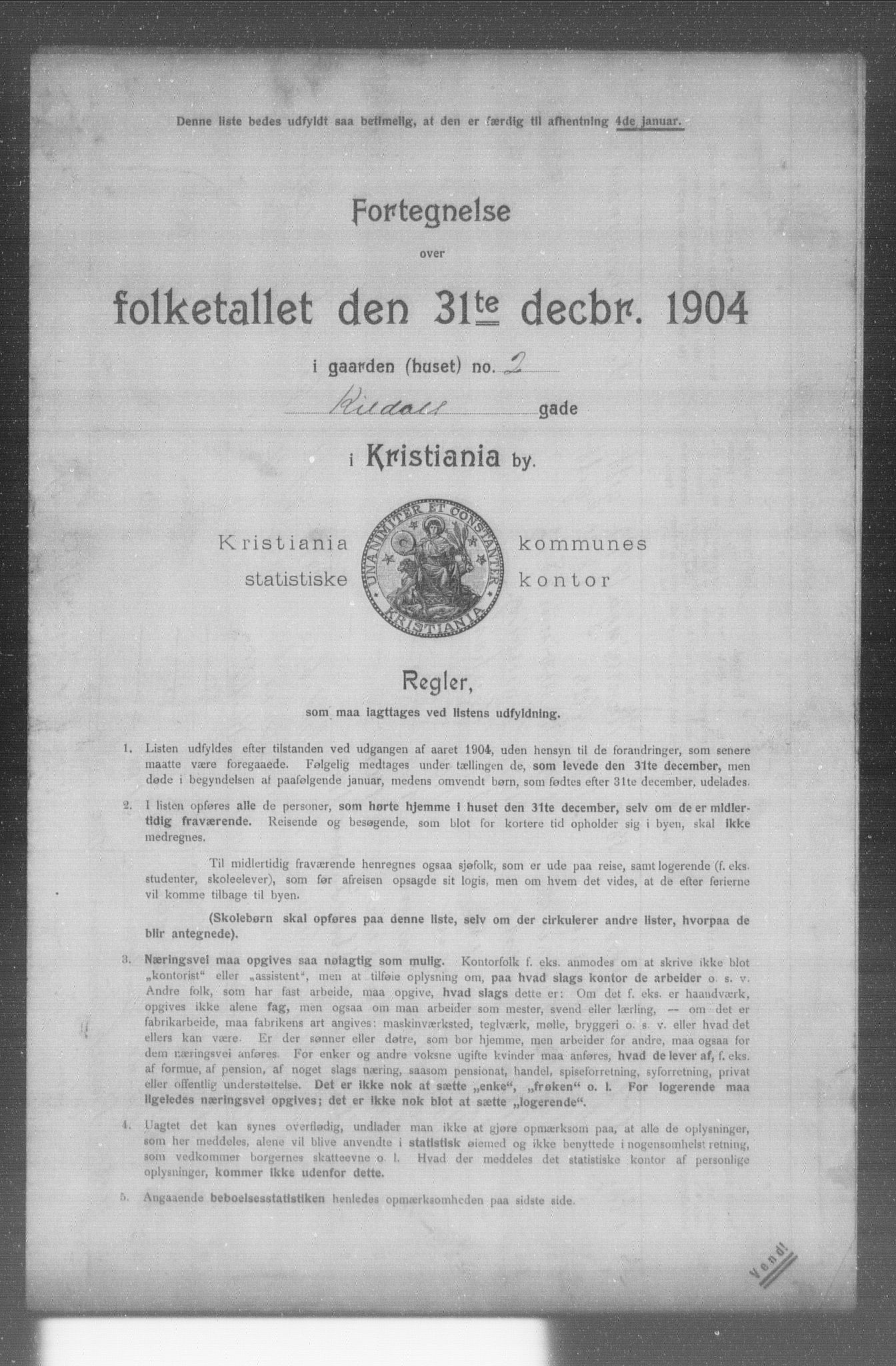 OBA, Kommunal folketelling 31.12.1904 for Kristiania kjøpstad, 1904, s. 9543