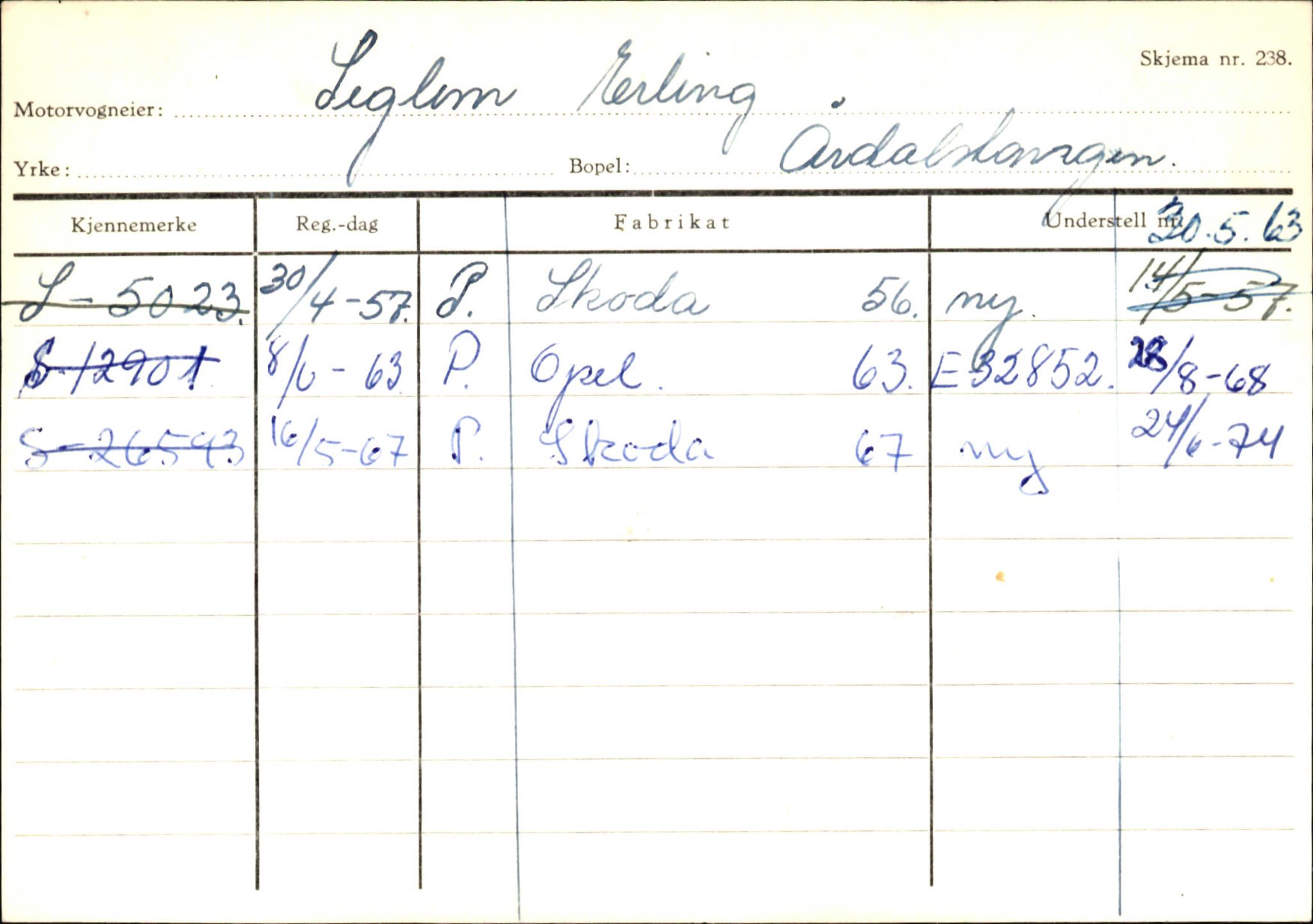 Statens vegvesen, Sogn og Fjordane vegkontor, AV/SAB-A-5301/4/F/L0146: Registerkort Årdal R-Å samt diverse kort, 1945-1975, s. 238