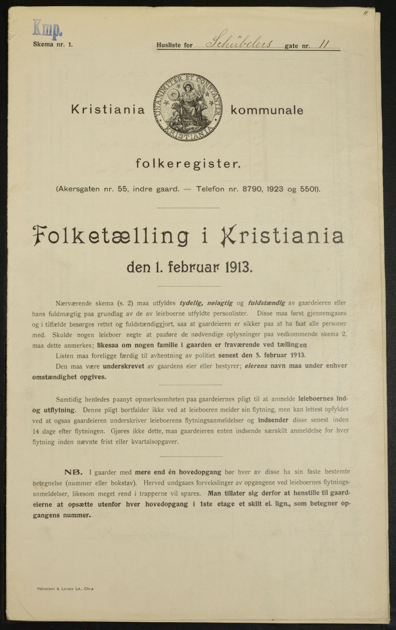 OBA, Kommunal folketelling 1.2.1913 for Kristiania, 1913, s. 92905