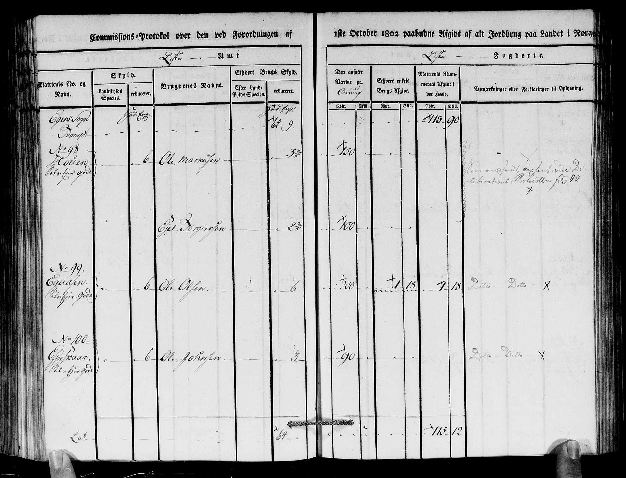 Rentekammeret inntil 1814, Realistisk ordnet avdeling, AV/RA-EA-4070/N/Ne/Nea/L0094: Lista fogderi. Kommisjonsprotokoll "Nr. 3", for Å, Austad, Hægebostad, Eiken, Grindheim og Bjelland sogn, 1803, s. 216