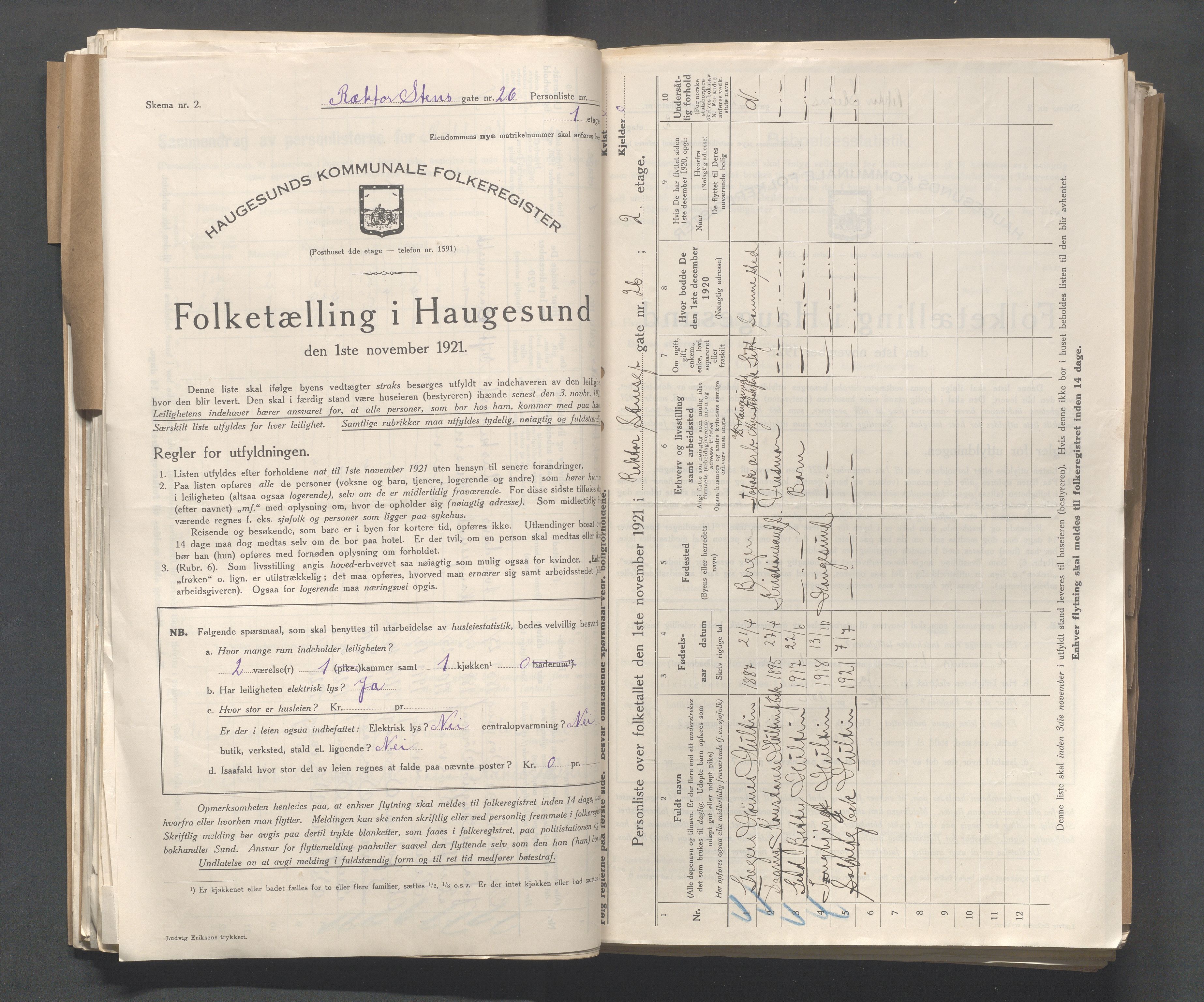 IKAR, Kommunal folketelling 1.11.1921 for Haugesund, 1921, s. 3273