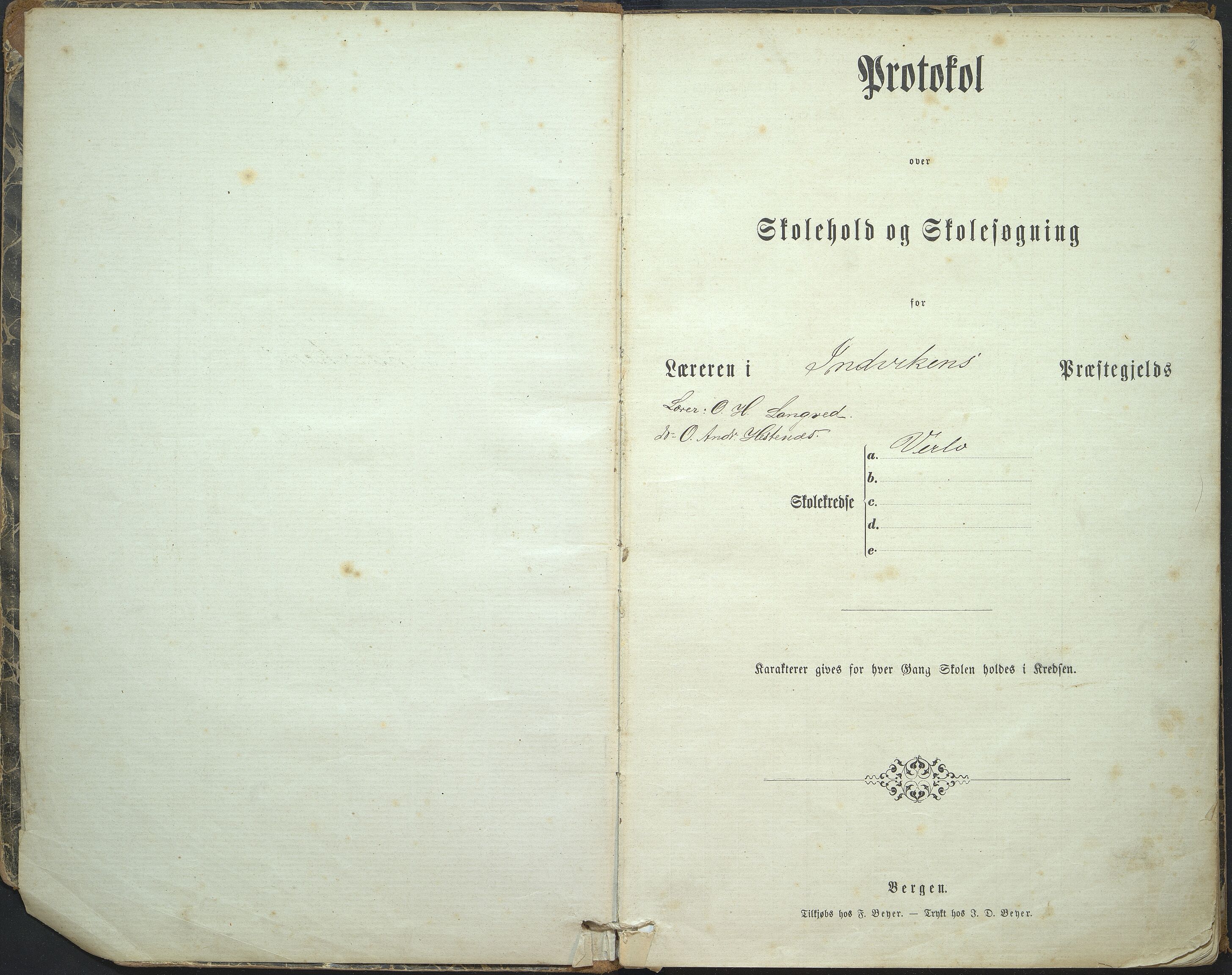 Innvik kommune. Utvik skule, VLFK/K-14470.520.03/542/L0001: skuleprotokoll for Verlo skulekrins og Utvik skule, 1876-1897