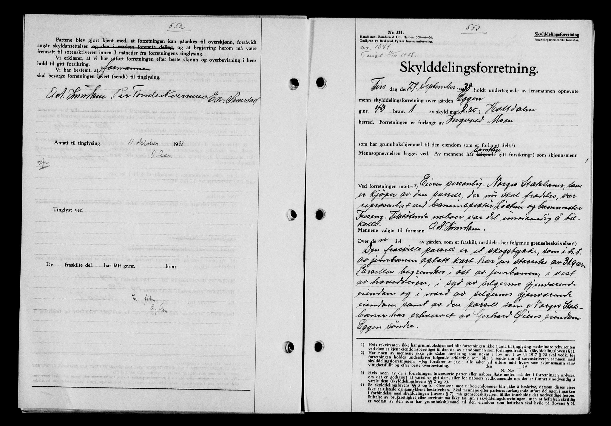 Gauldal sorenskriveri, SAT/A-0014/1/2/2C/L0049: Pantebok nr. 53, 1938-1938, Dagboknr: 1344/1938