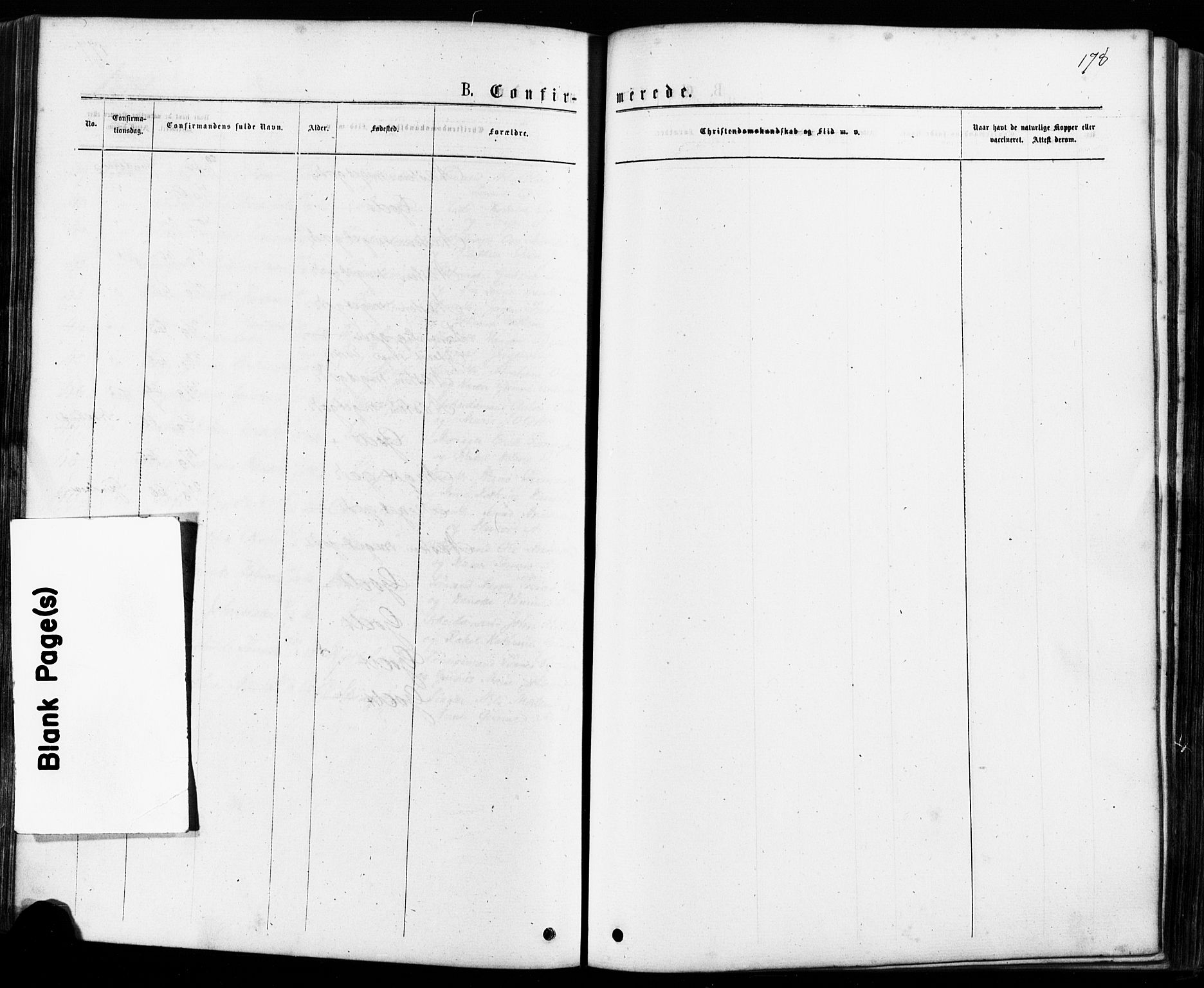 Mandal sokneprestkontor, SAK/1111-0030/F/Fa/Faa/L0015: Ministerialbok nr. A 15, 1873-1879, s. 178