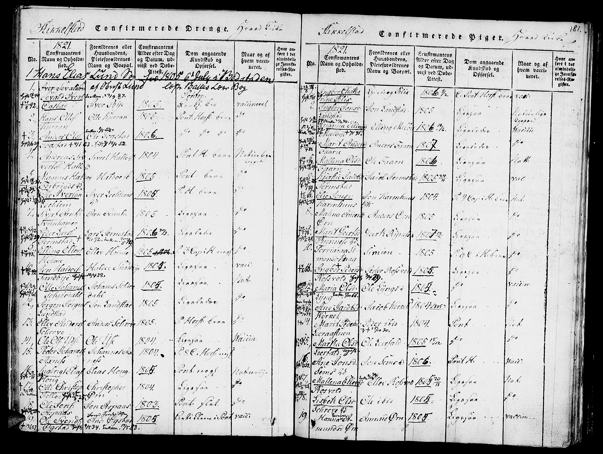 Ministerialprotokoller, klokkerbøker og fødselsregistre - Nord-Trøndelag, SAT/A-1458/723/L0234: Ministerialbok nr. 723A05 /1, 1816-1840, s. 181