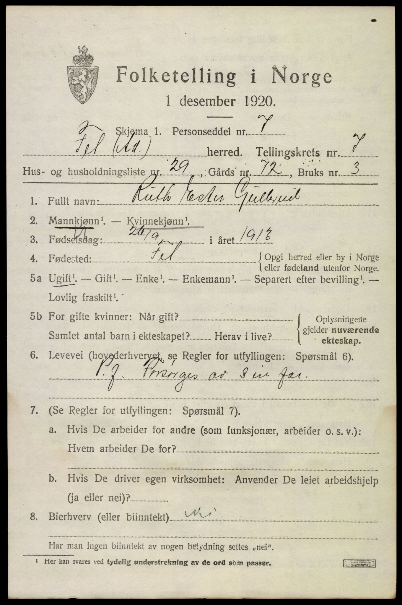 SAO, Folketelling 1920 for 0227 Fet herred, 1920, s. 8320