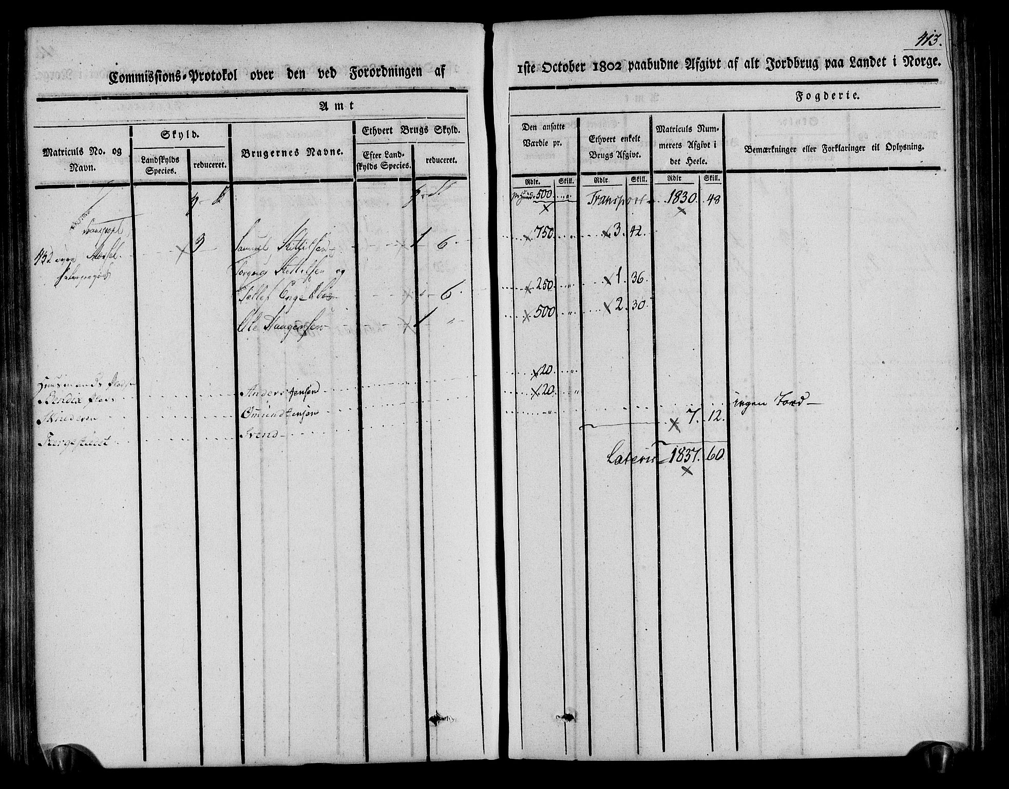 Rentekammeret inntil 1814, Realistisk ordnet avdeling, AV/RA-EA-4070/N/Ne/Nea/L0078: Nedenes fogderi. Kommisjonsprotokoll "Nr. 1", for Sand og Bringsvær skipreider, 1803, s. 405