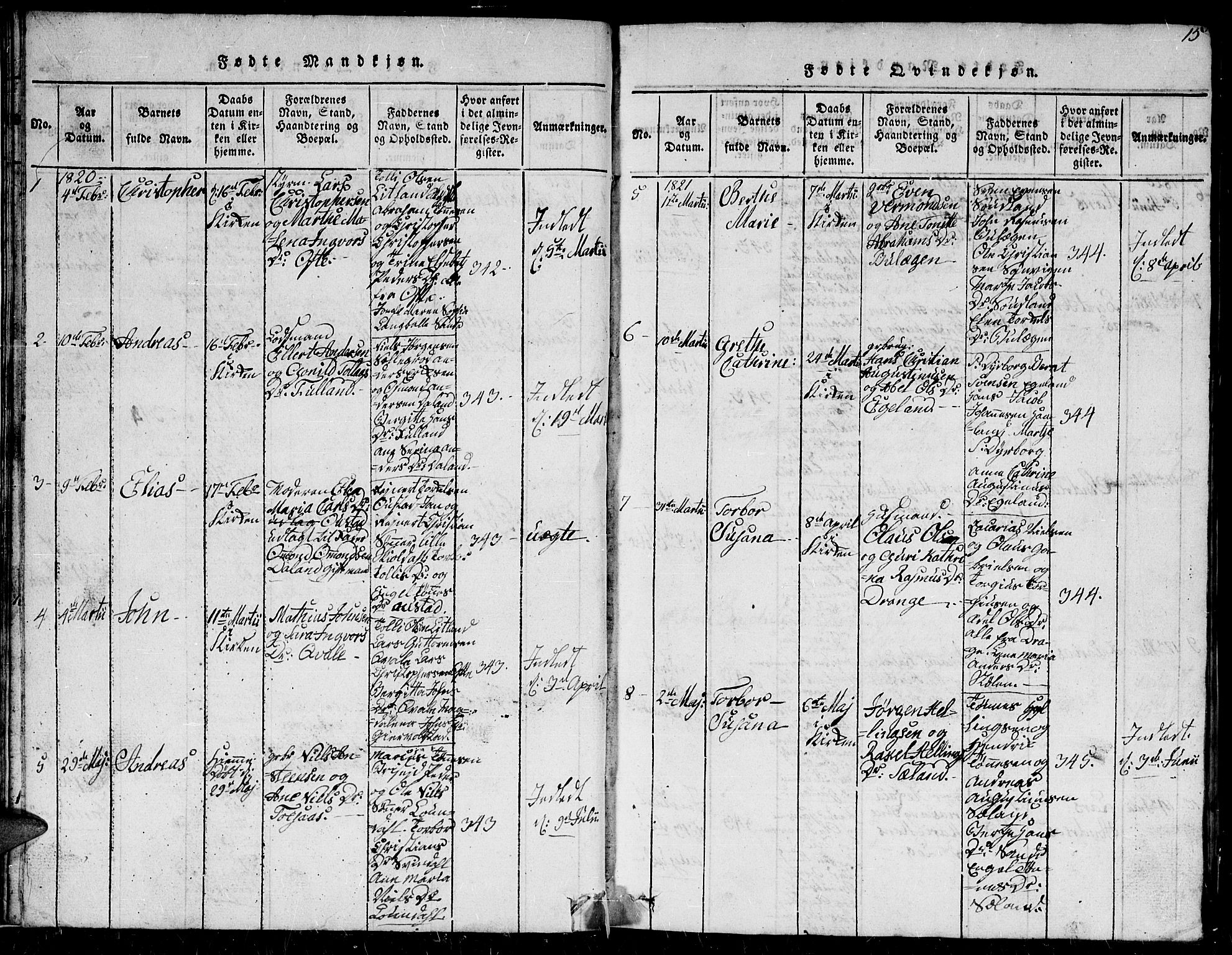 Herad sokneprestkontor, AV/SAK-1111-0018/F/Fb/Fba/L0001: Klokkerbok nr. B 1, 1815-1852, s. 15