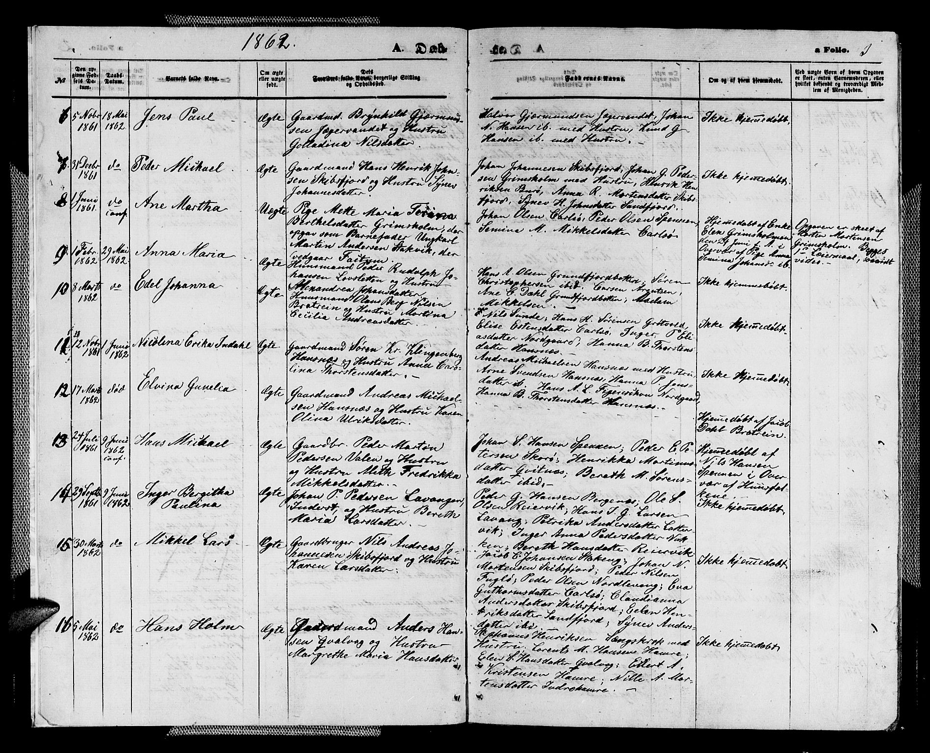 Karlsøy sokneprestembete, AV/SATØ-S-1299/H/Ha/Hab/L0003klokker: Klokkerbok nr. 3, 1862-1877, s. 3