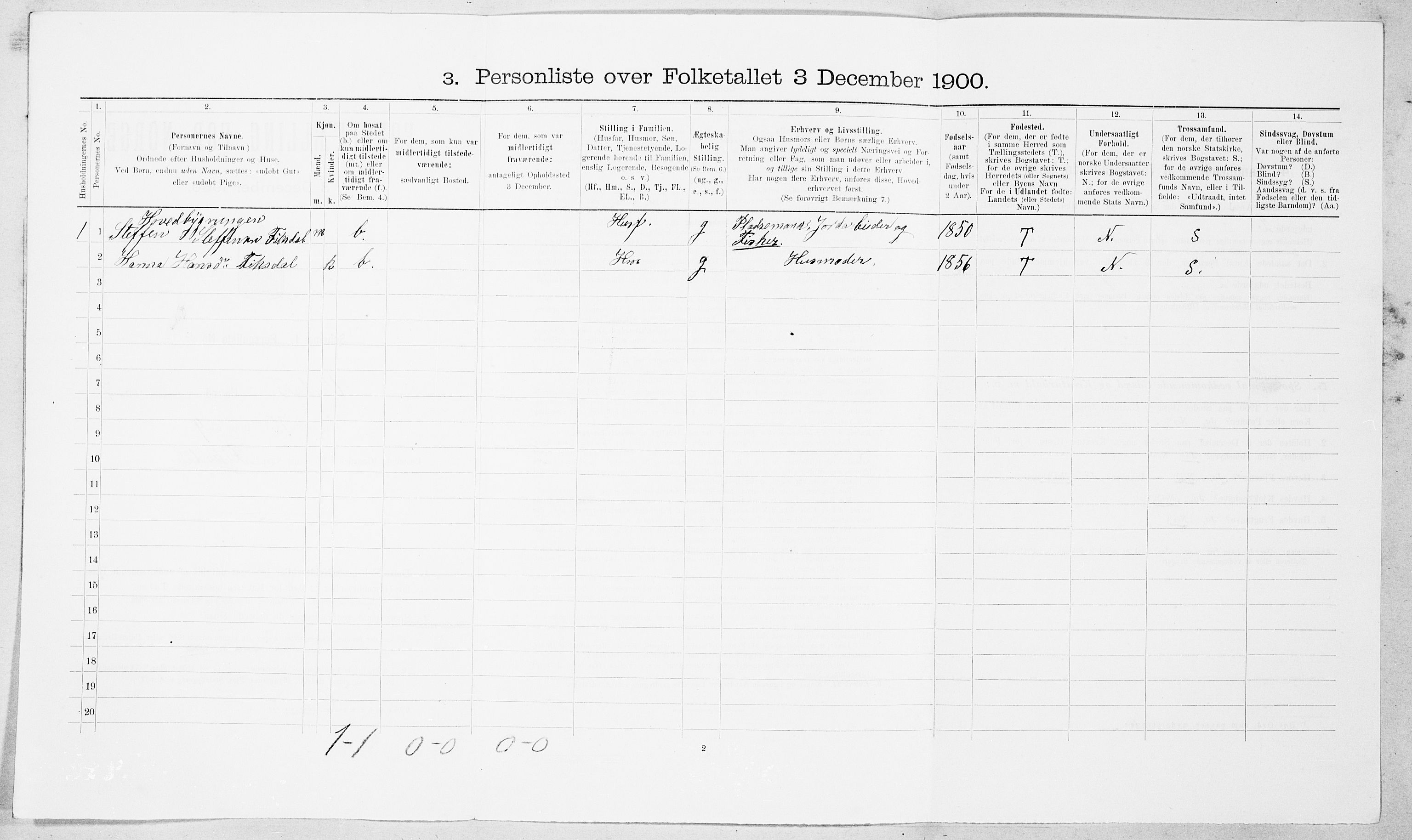 SAT, Folketelling 1900 for 1535 Vestnes herred, 1900, s. 694