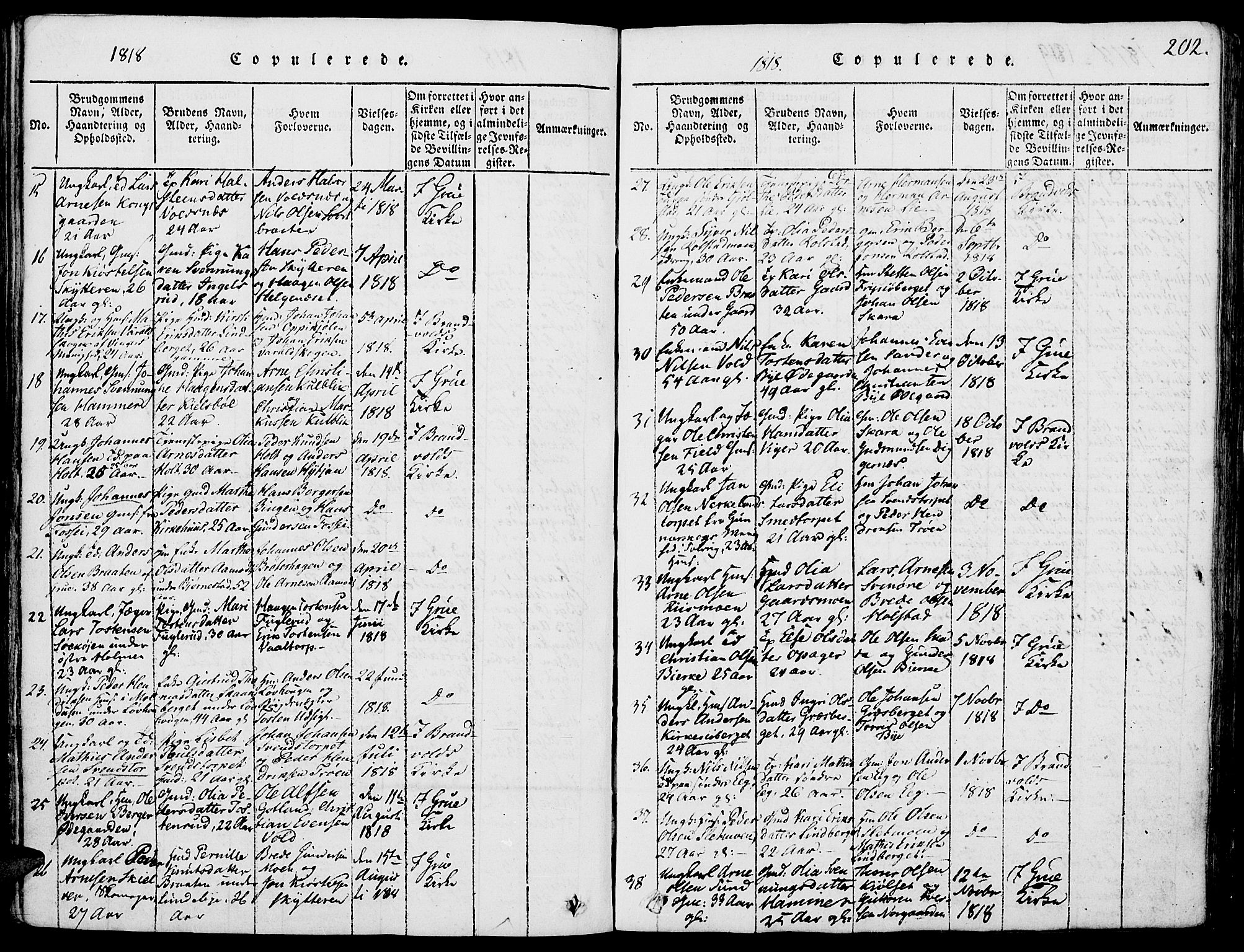 Grue prestekontor, AV/SAH-PREST-036/H/Ha/Haa/L0006: Ministerialbok nr. 6, 1814-1830, s. 202