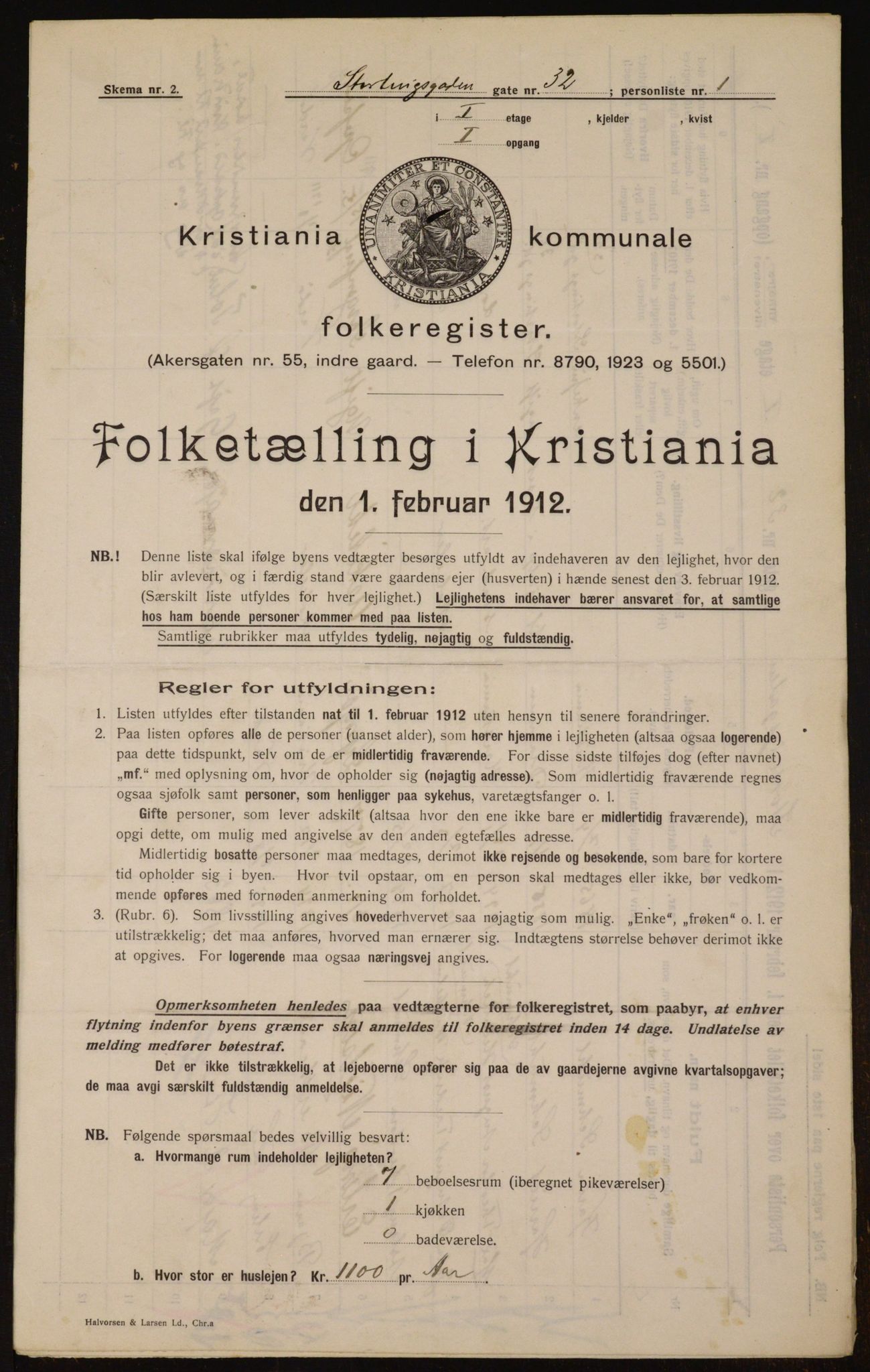 OBA, Kommunal folketelling 1.2.1912 for Kristiania, 1912, s. 103667