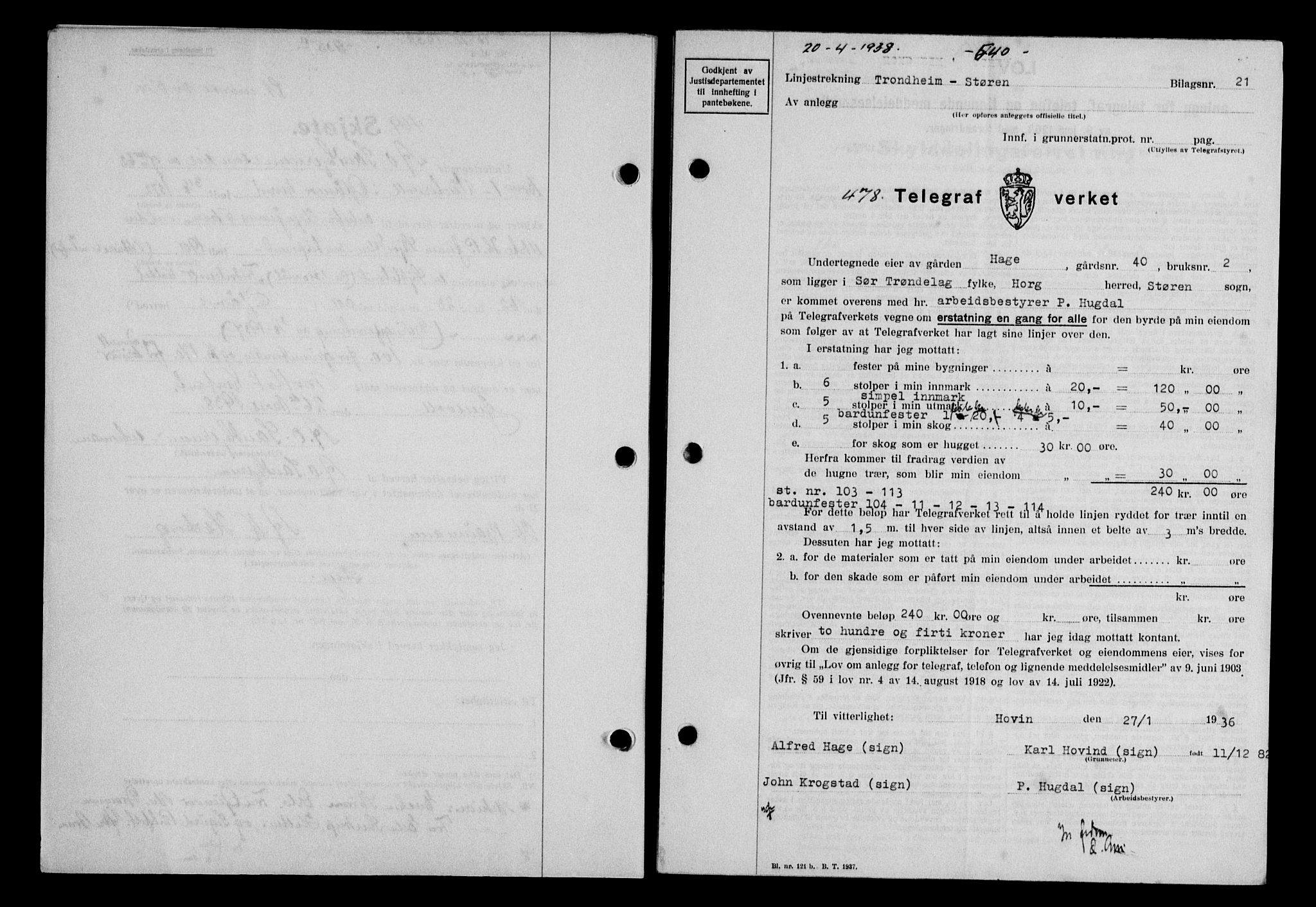 Gauldal sorenskriveri, SAT/A-0014/1/2/2C/L0048: Pantebok nr. 51-52, 1937-1938, s. 540, Dagboknr: 478/1938