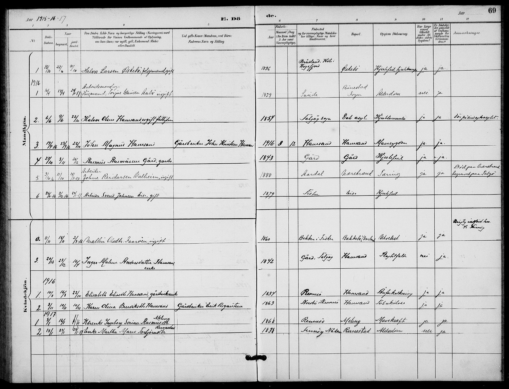 Finnøy sokneprestkontor, AV/SAST-A-101825/H/Ha/Haa/L0012: Ministerialbok nr. A 12, 1889-1917, s. 69