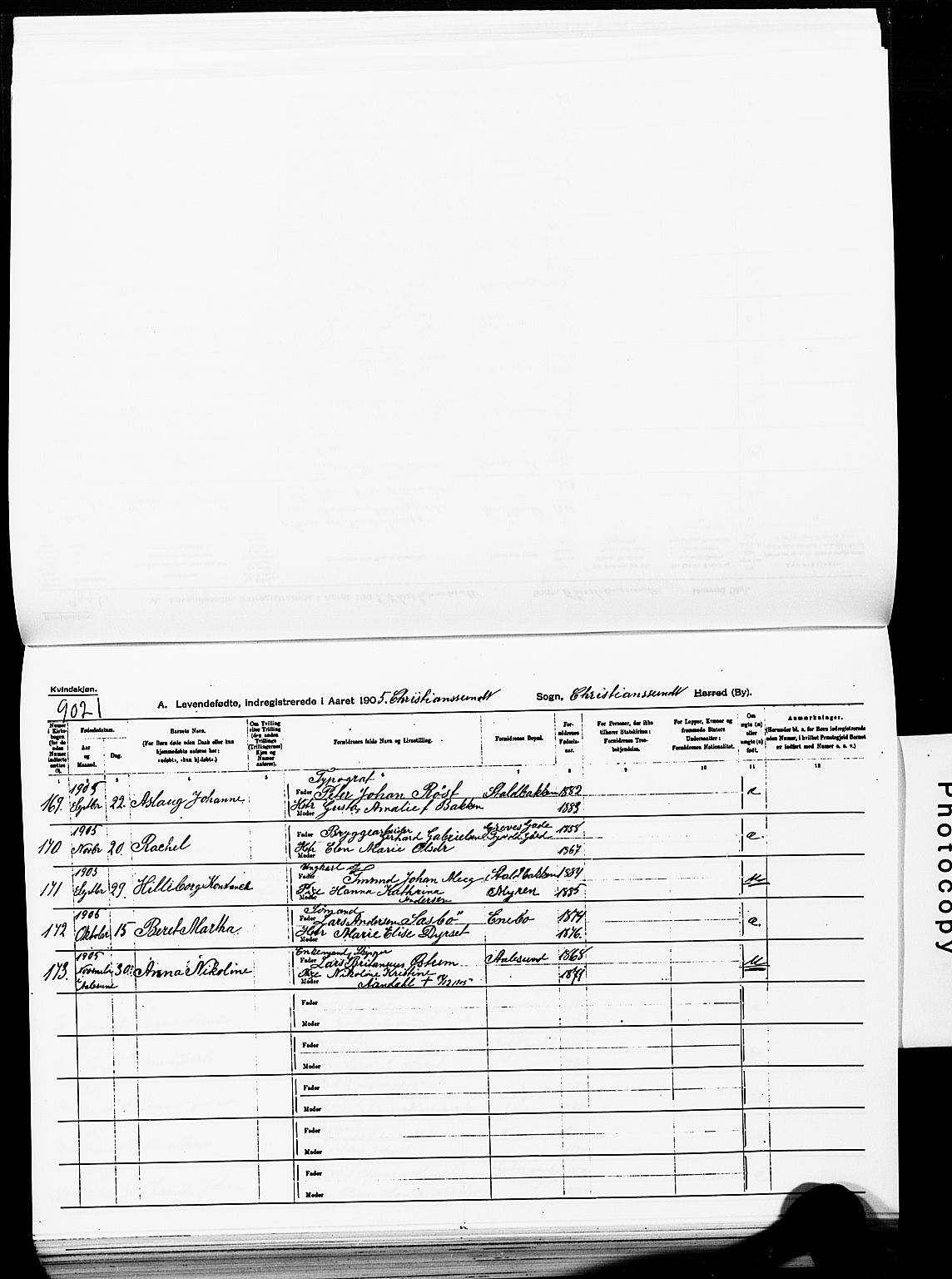 Ministerialprotokoller, klokkerbøker og fødselsregistre - Møre og Romsdal, AV/SAT-A-1454/572/L0858: Ministerialbok nr. 572D02, 1903-1912