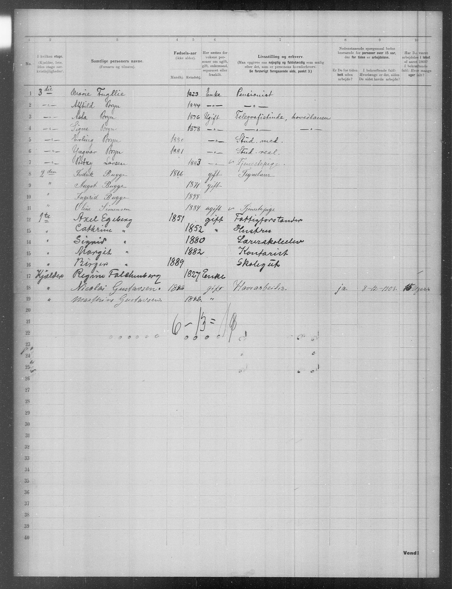 OBA, Kommunal folketelling 31.12.1903 for Kristiania kjøpstad, 1903, s. 7990