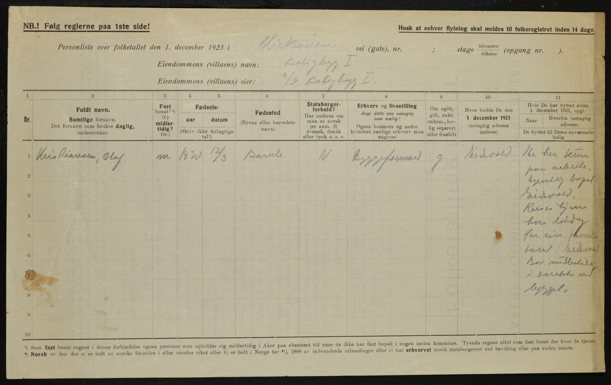 , Kommunal folketelling 1.12.1923 for Aker, 1923, s. 12922