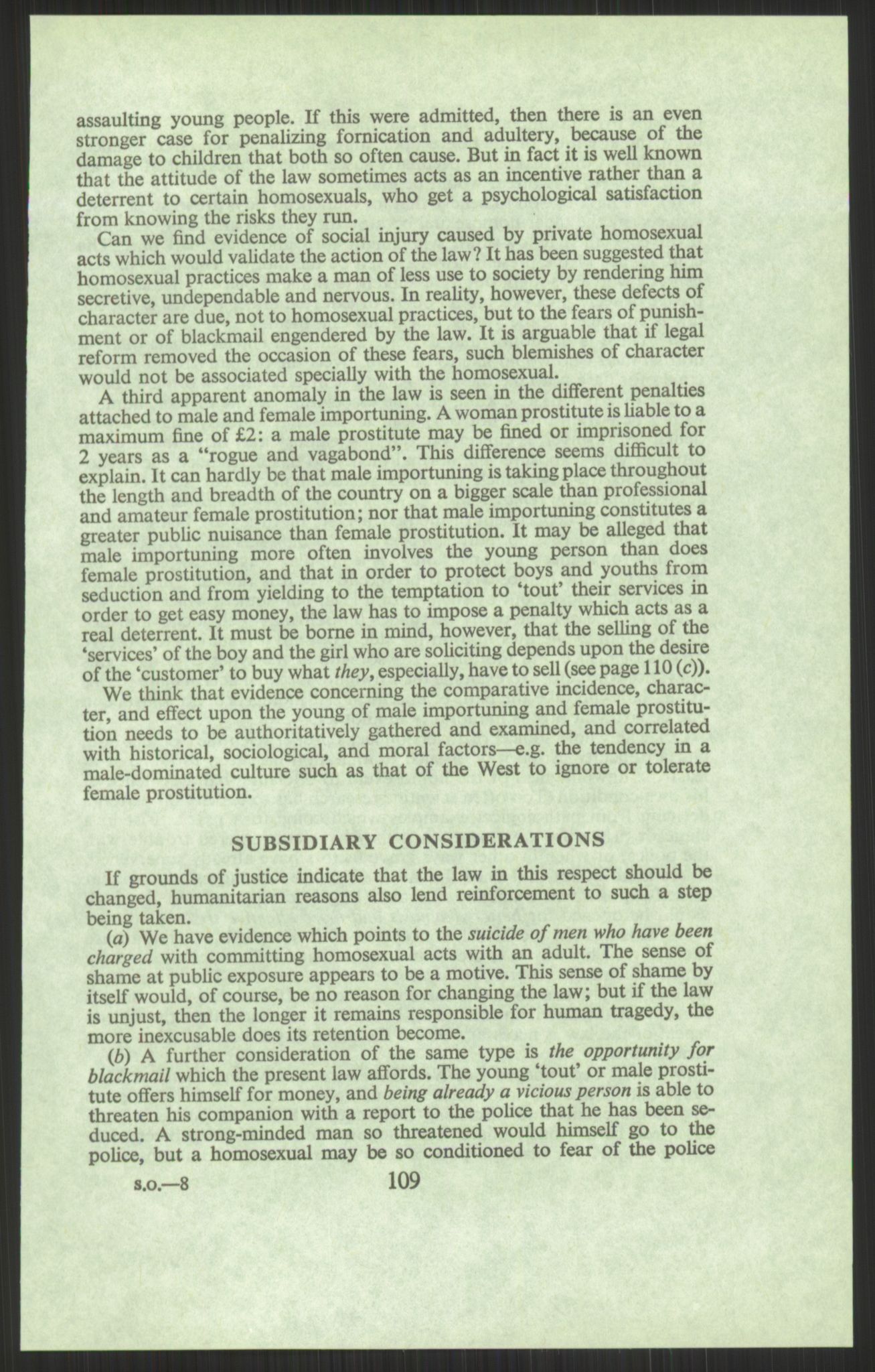 Justisdepartementet, Lovavdelingen, AV/RA-S-3212/D/De/L0029/0001: Straffeloven / Straffelovens revisjon: 5 - Ot. prp. nr.  41 - 1945: Homoseksualiet. 3 mapper, 1956-1970, s. 239