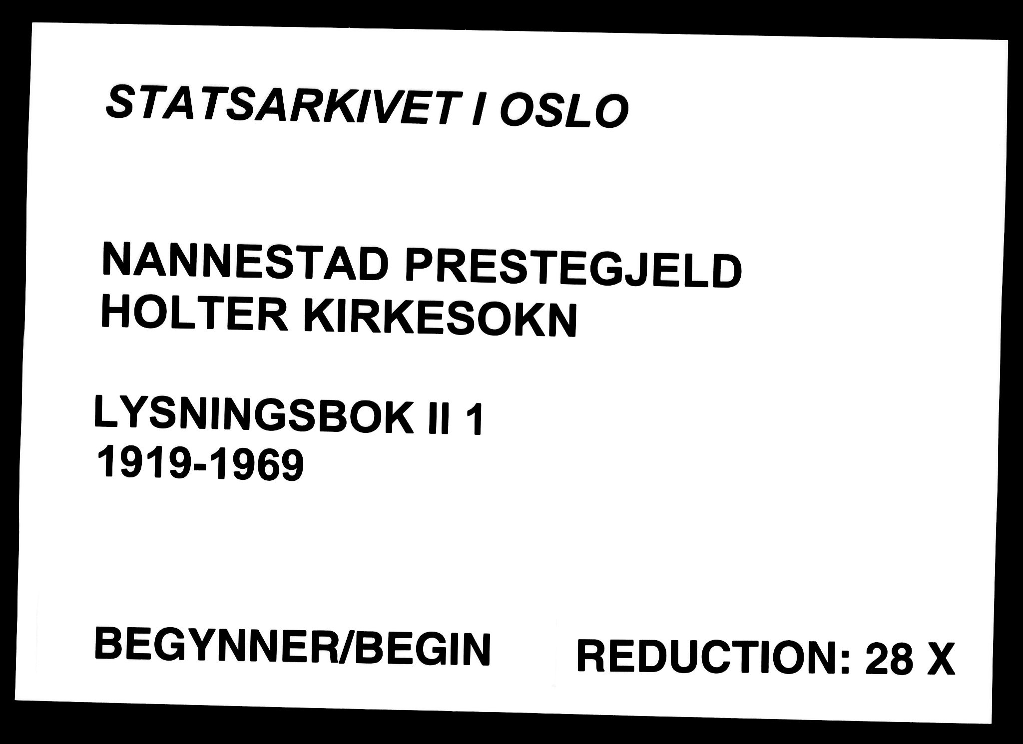 Nannestad prestekontor Kirkebøker, AV/SAO-A-10414a/H/Hb/L0001: Lysningsprotokoll nr. II 1, 1919-1969