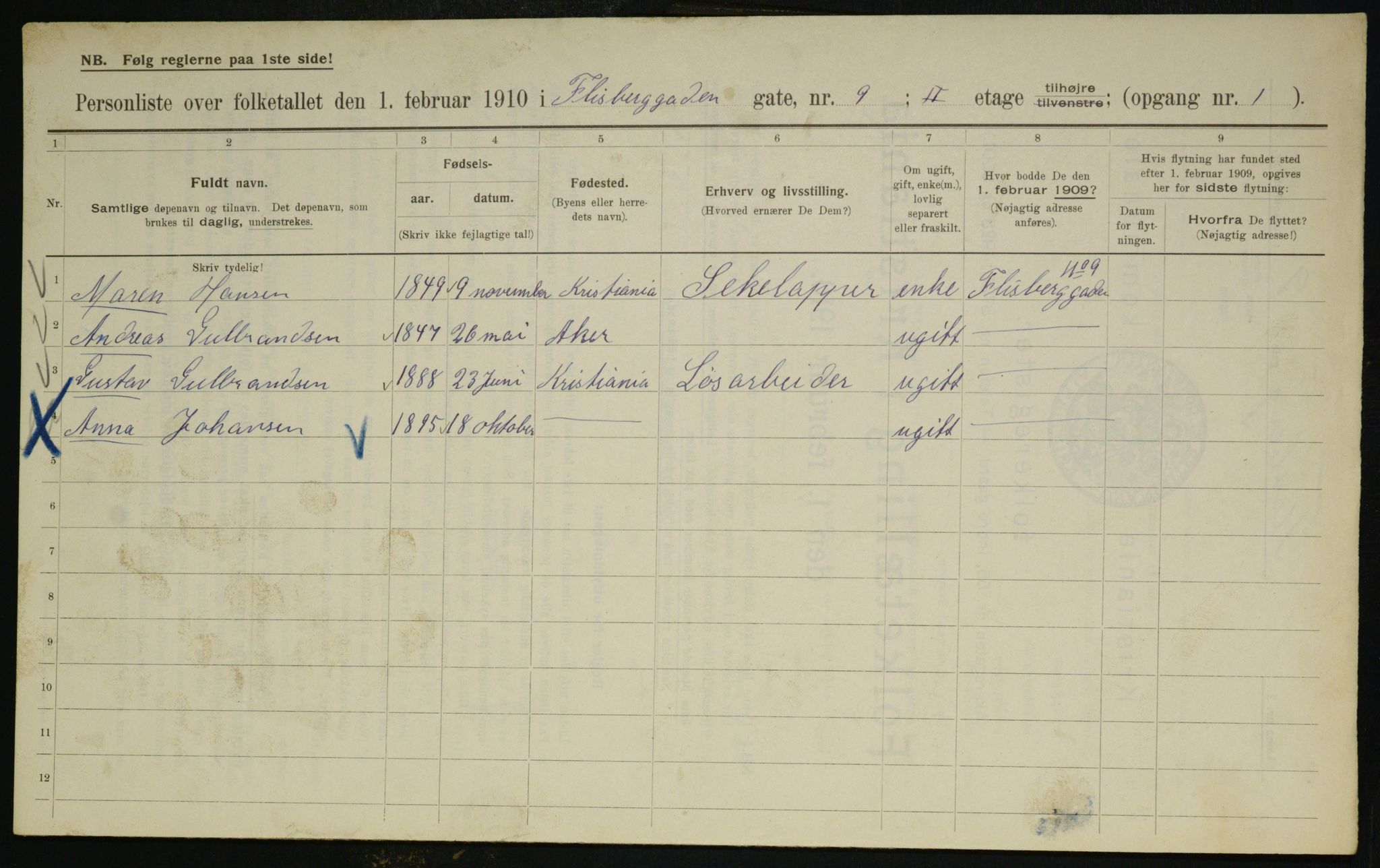 OBA, Kommunal folketelling 1.2.1910 for Kristiania, 1910, s. 23194