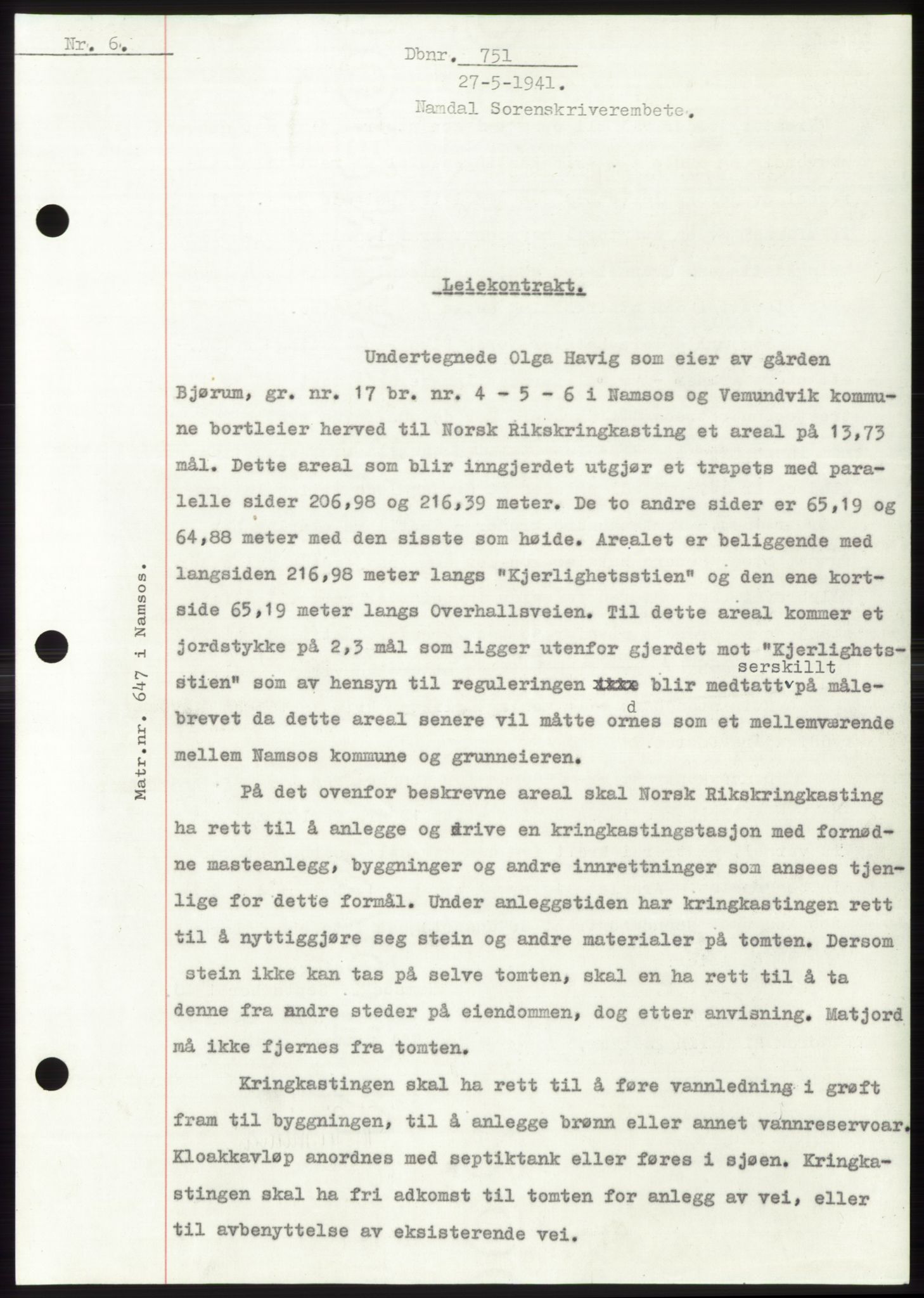 Namdal sorenskriveri, SAT/A-4133/1/2/2C: Pantebok nr. -, 1940-1941, Tingl.dato: 27.05.1941