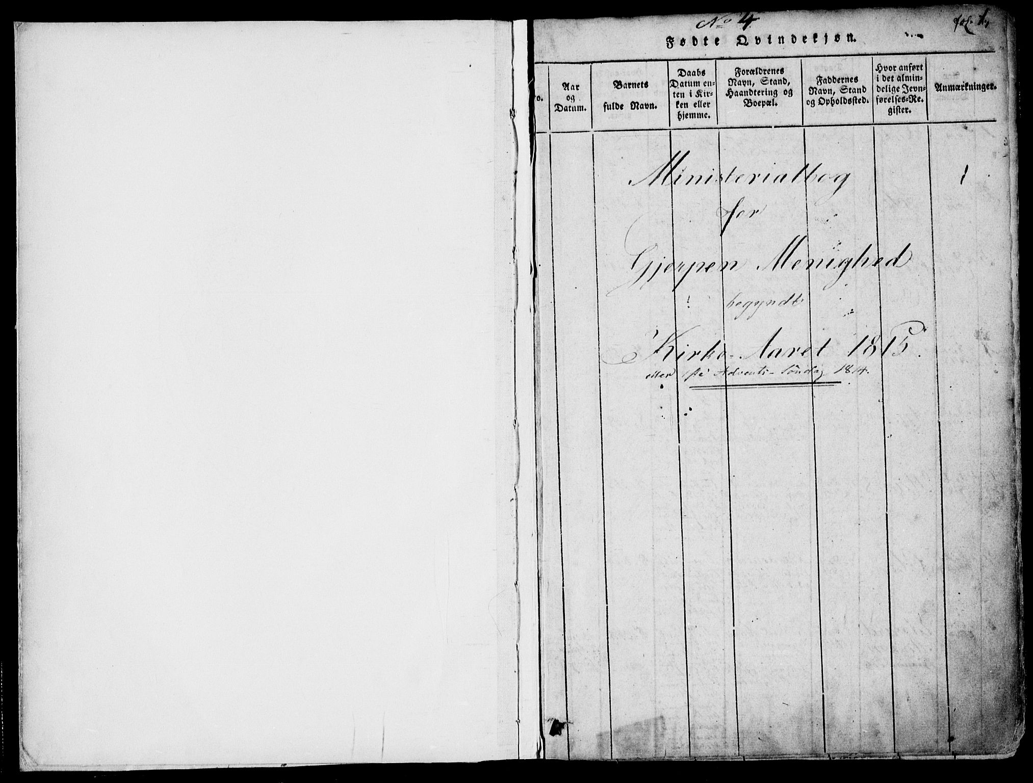 Gjerpen kirkebøker, AV/SAKO-A-265/F/Fa/L0004: Ministerialbok nr. I 4, 1814-1823, s. 1