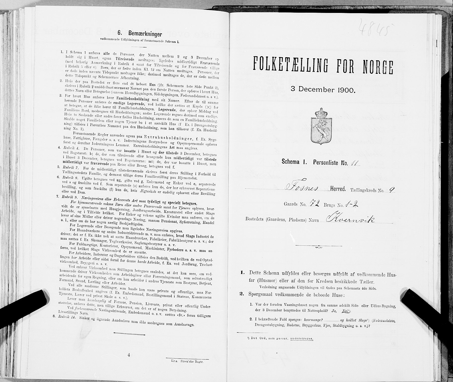 SAT, Folketelling 1900 for 1748 Fosnes herred, 1900, s. 1254