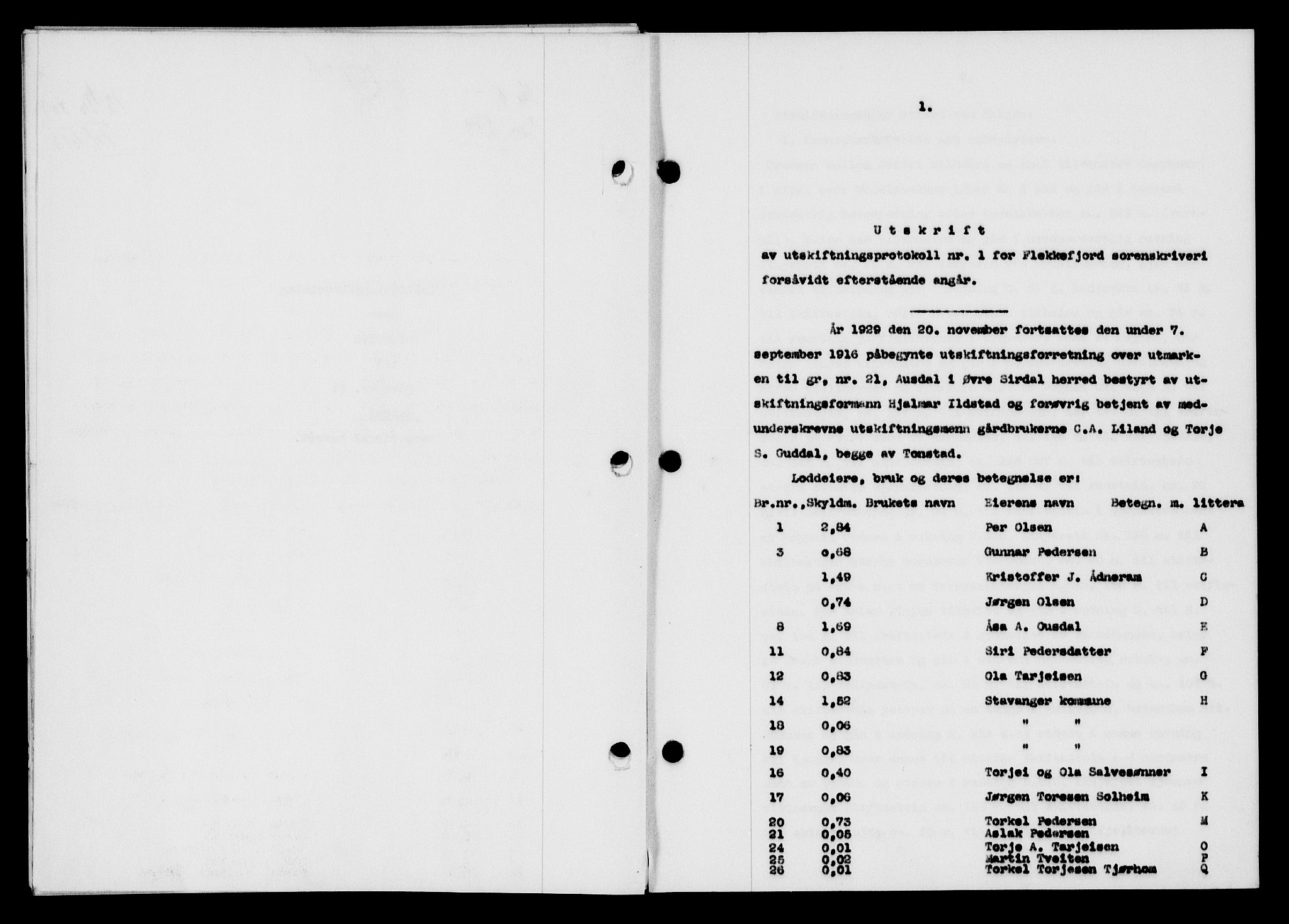 Flekkefjord sorenskriveri, SAK/1221-0001/G/Gb/Gba/L0046: Pantebok nr. 44, 1930-1931, Tingl.dato: 07.10.1930