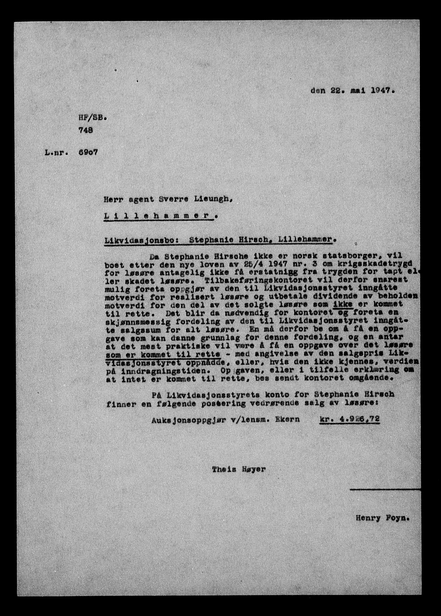 Justisdepartementet, Tilbakeføringskontoret for inndratte formuer, AV/RA-S-1564/H/Hc/Hcd/L0999: --, 1945-1947, s. 77