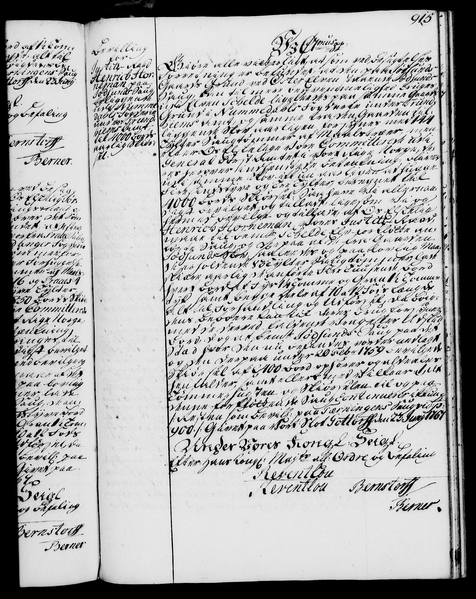 Rentekammeret, Kammerkanselliet, AV/RA-EA-3111/G/Gg/Gga/L0007: Norsk ekspedisjonsprotokoll med register (merket RK 53.7), 1759-1768, s. 915