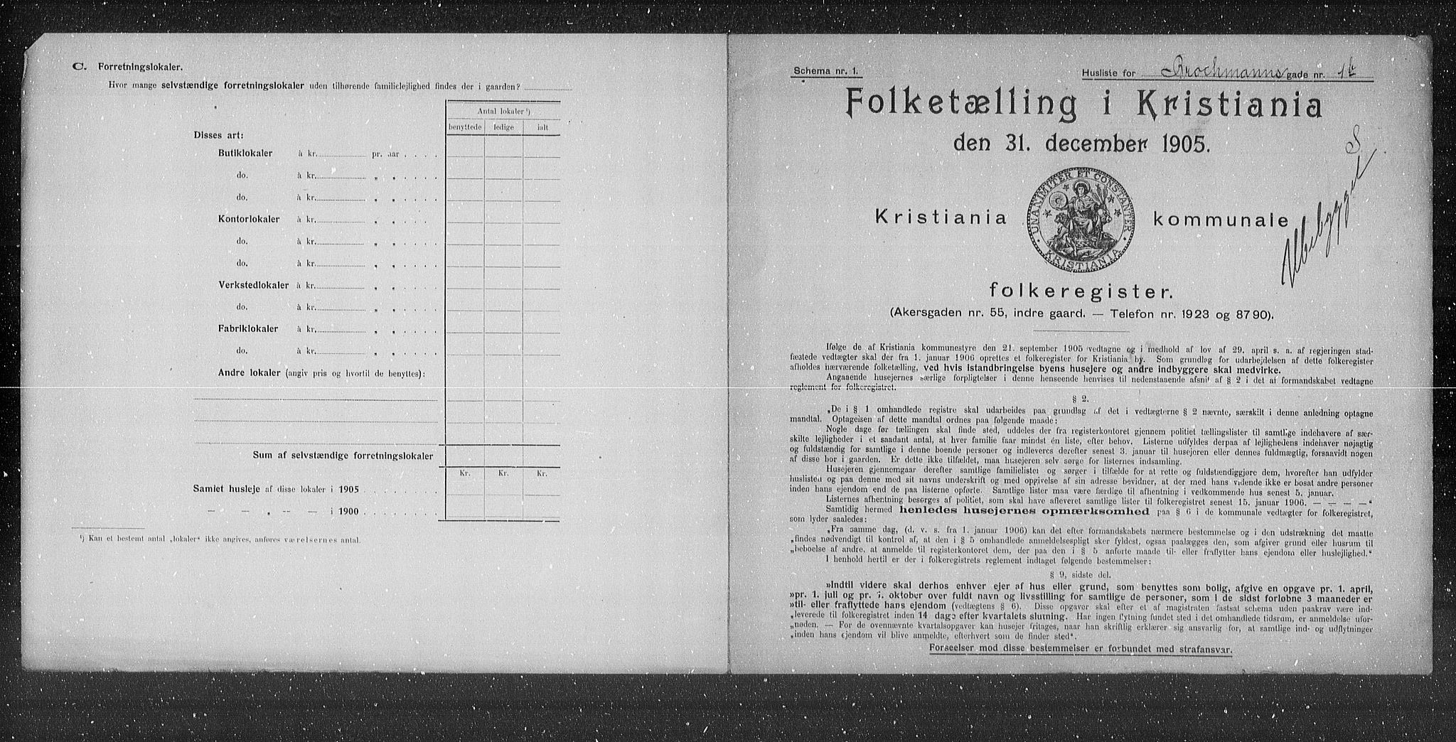 OBA, Kommunal folketelling 31.12.1905 for Kristiania kjøpstad, 1905, s. 4854