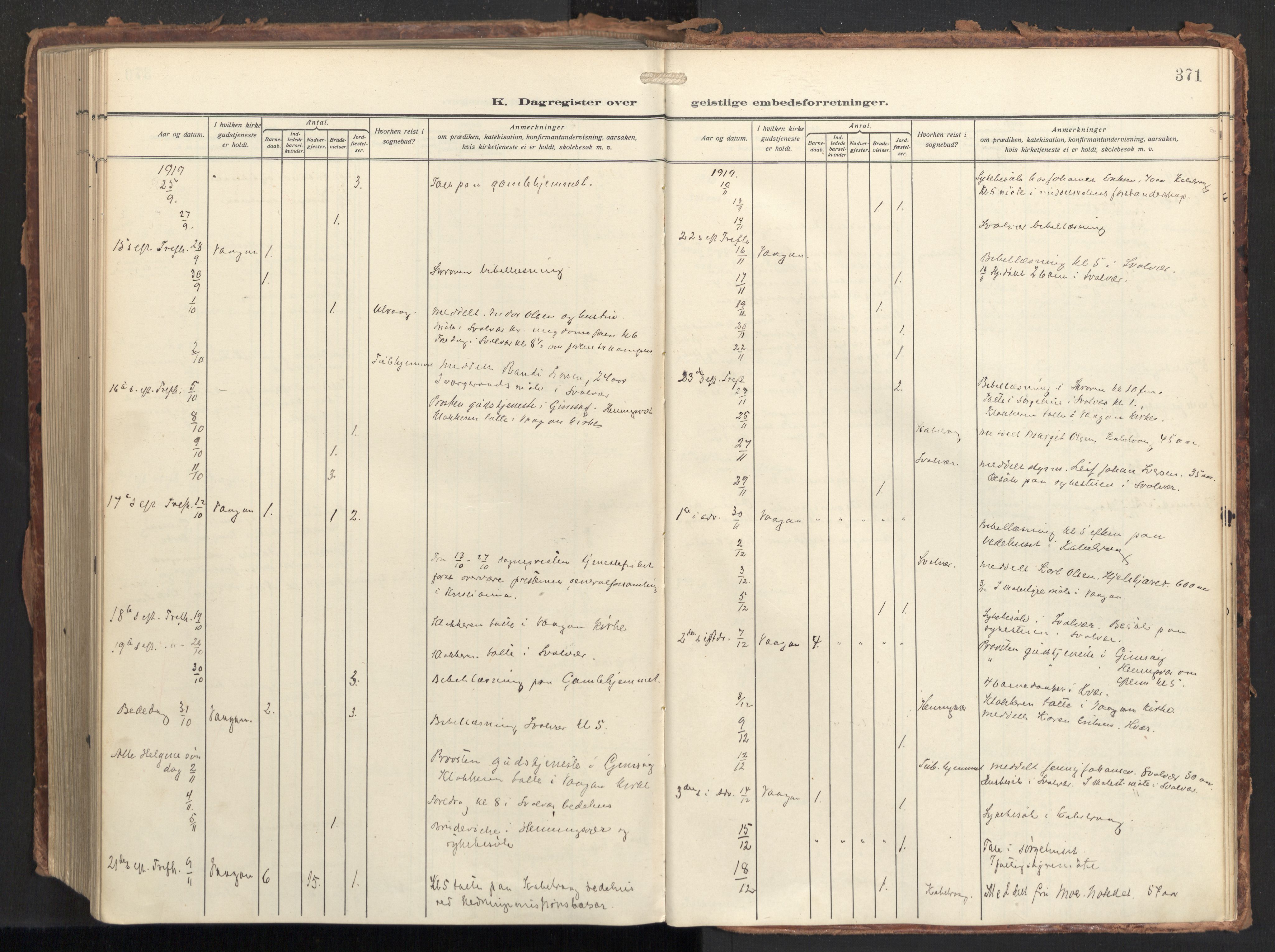 Ministerialprotokoller, klokkerbøker og fødselsregistre - Nordland, AV/SAT-A-1459/874/L1064: Ministerialbok nr. 874A08, 1915-1926, s. 371