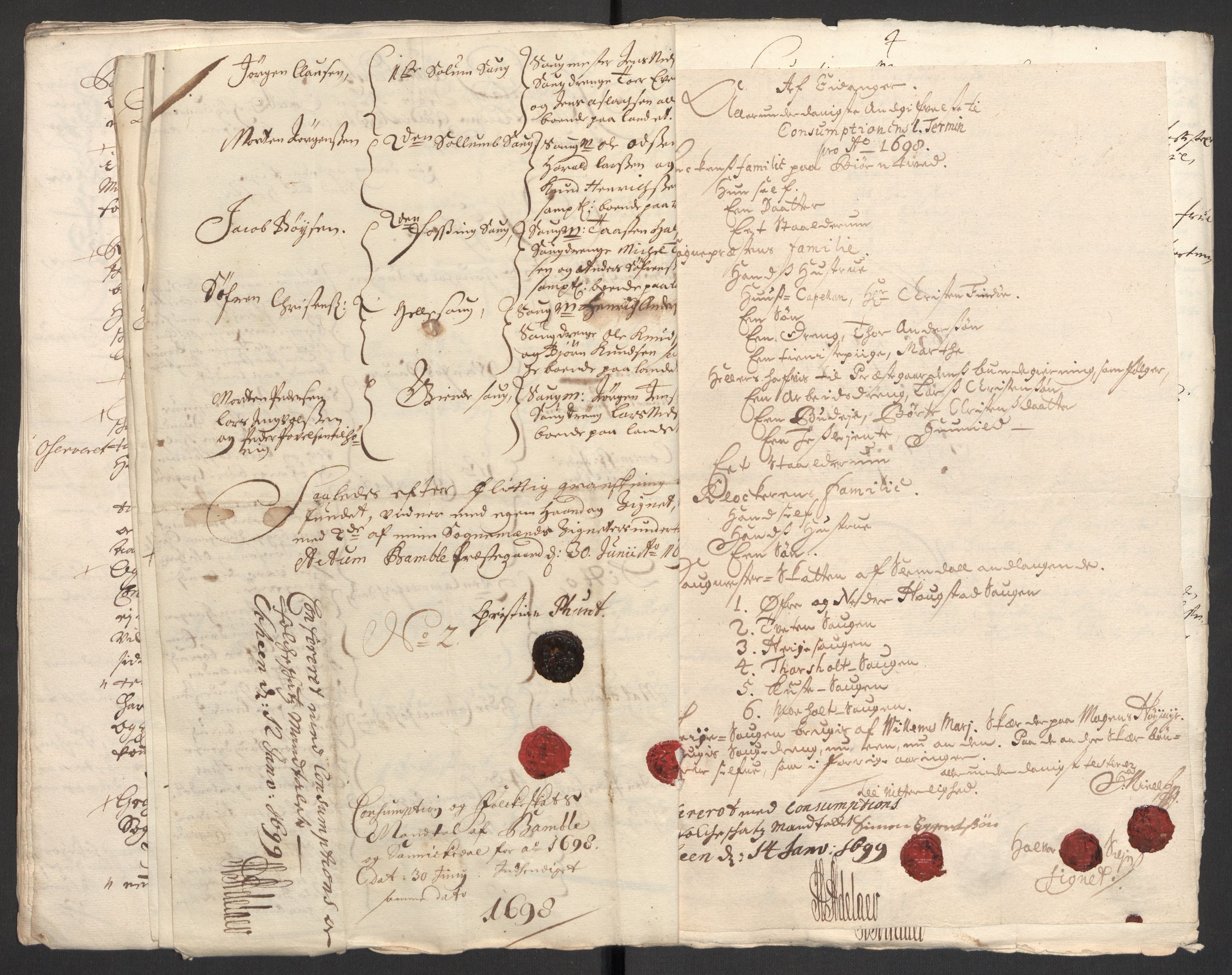 Rentekammeret inntil 1814, Reviderte regnskaper, Fogderegnskap, AV/RA-EA-4092/R36/L2099: Fogderegnskap Øvre og Nedre Telemark og Bamble, 1698, s. 190