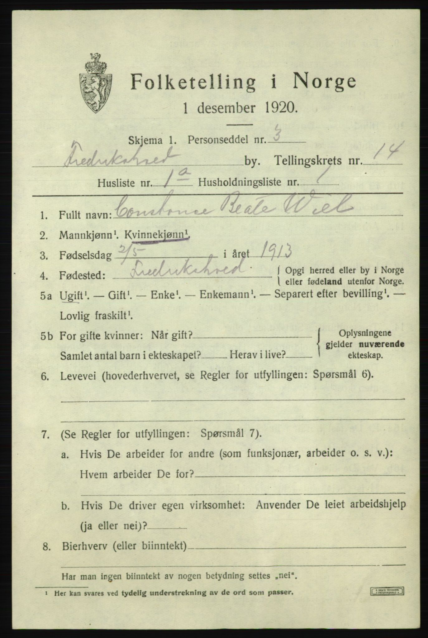 SAO, Folketelling 1920 for 0101 Fredrikshald kjøpstad, 1920, s. 22149
