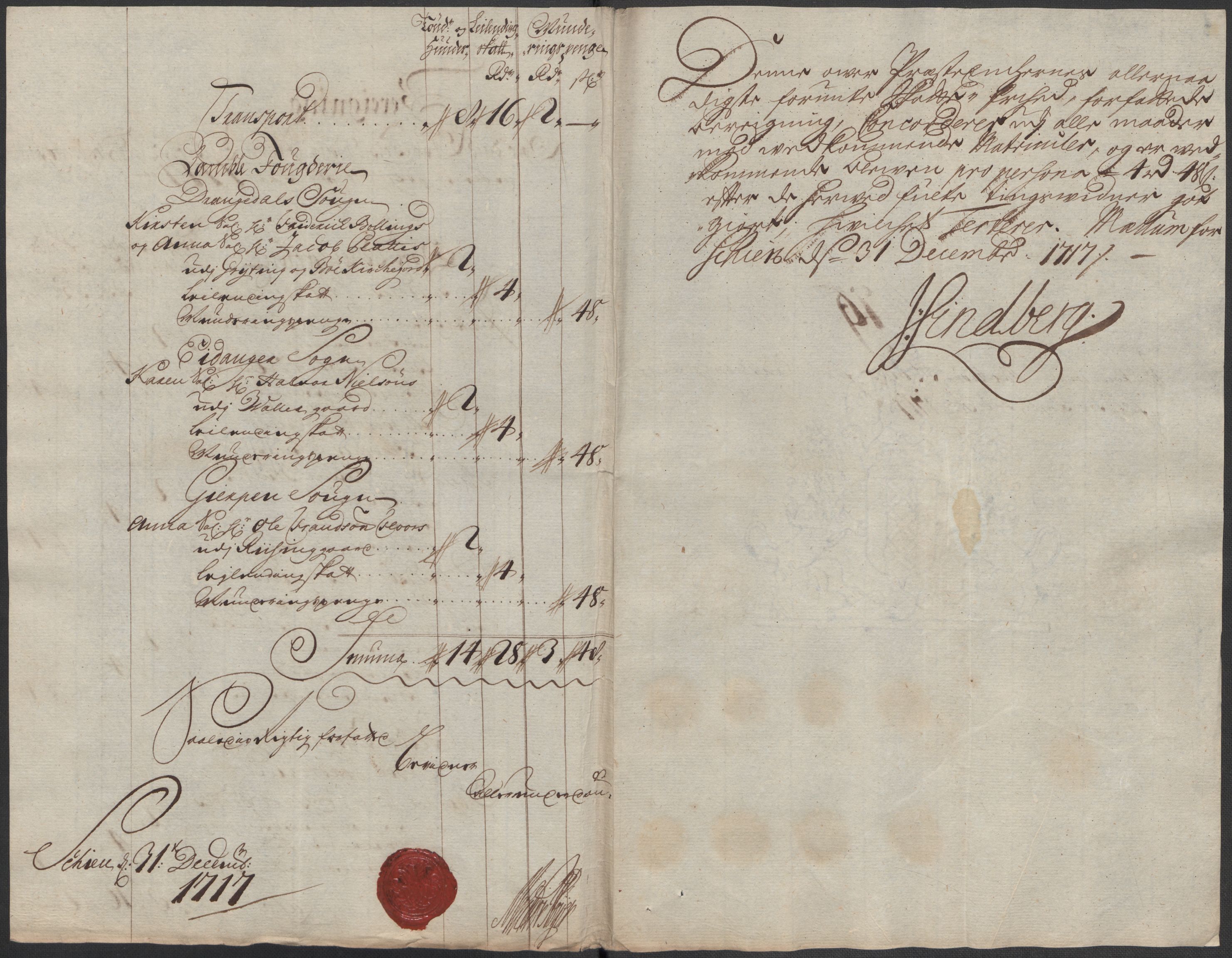 Rentekammeret inntil 1814, Reviderte regnskaper, Fogderegnskap, AV/RA-EA-4092/R36/L2129: Fogderegnskap Øvre og Nedre Telemark og Bamble, 1717, s. 357