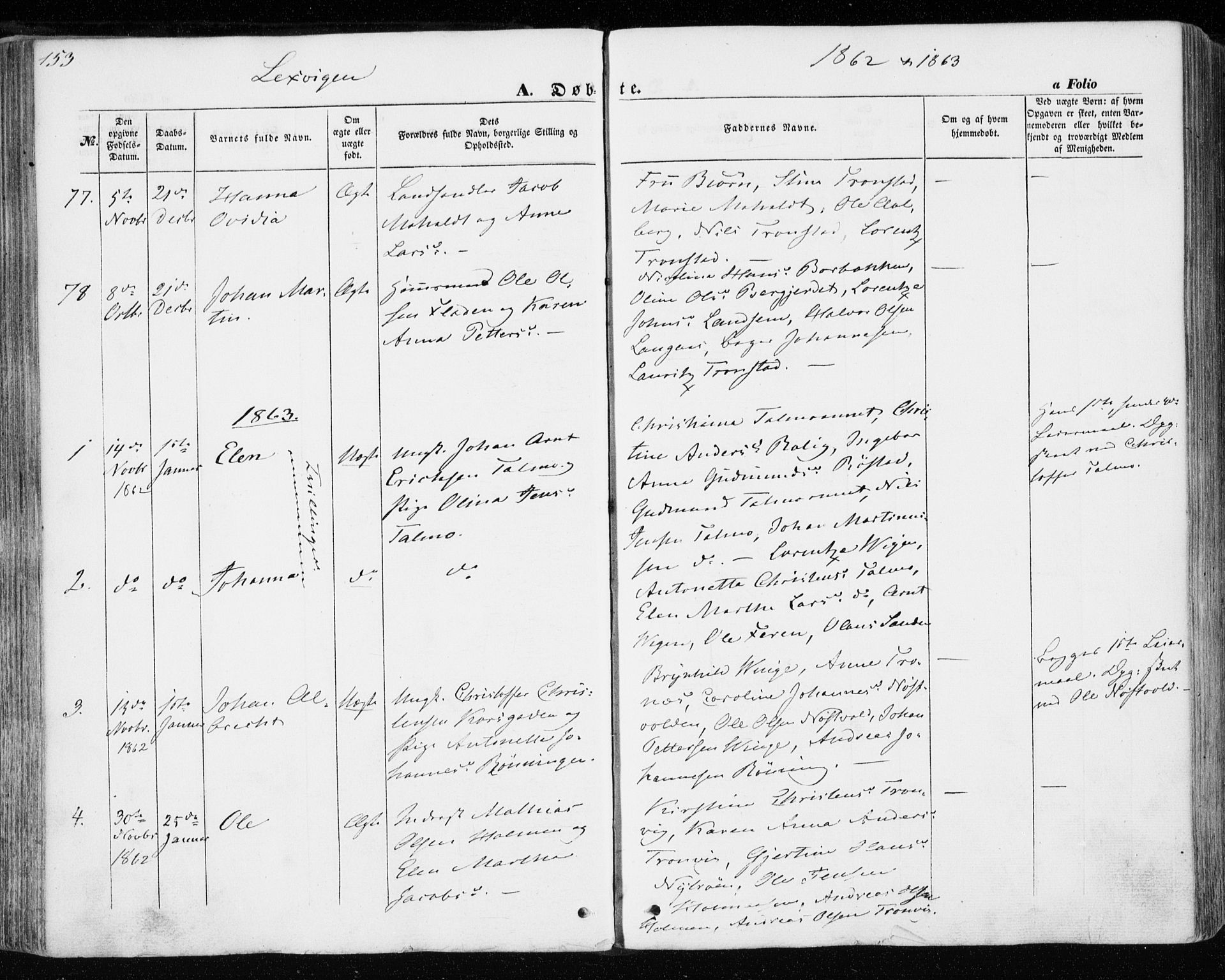 Ministerialprotokoller, klokkerbøker og fødselsregistre - Nord-Trøndelag, AV/SAT-A-1458/701/L0008: Ministerialbok nr. 701A08 /1, 1854-1863, s. 153