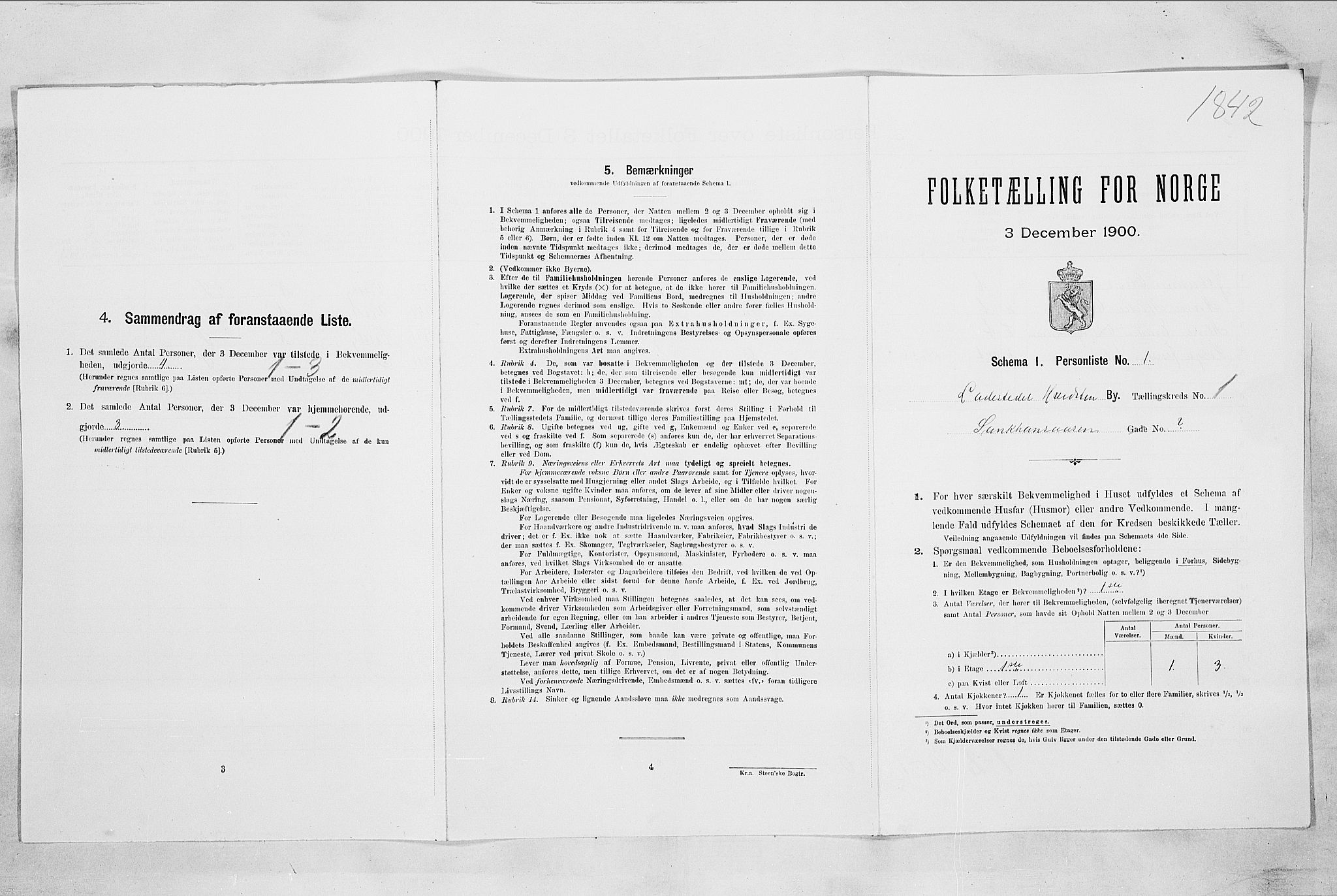 SAO, Folketelling 1900 for 0202 Hvitsten ladested, 1900