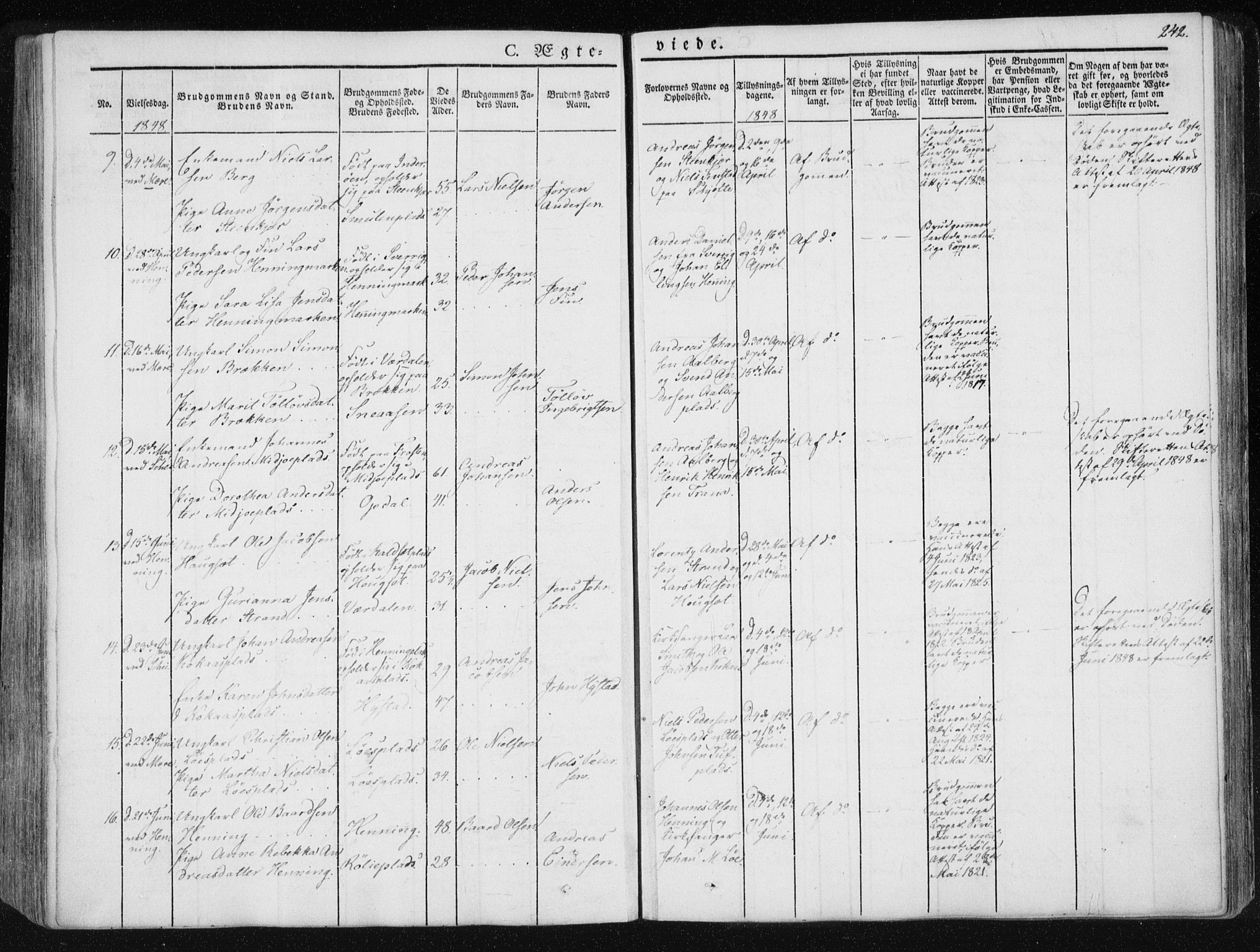 Ministerialprotokoller, klokkerbøker og fødselsregistre - Nord-Trøndelag, AV/SAT-A-1458/735/L0339: Ministerialbok nr. 735A06 /1, 1836-1848, s. 242