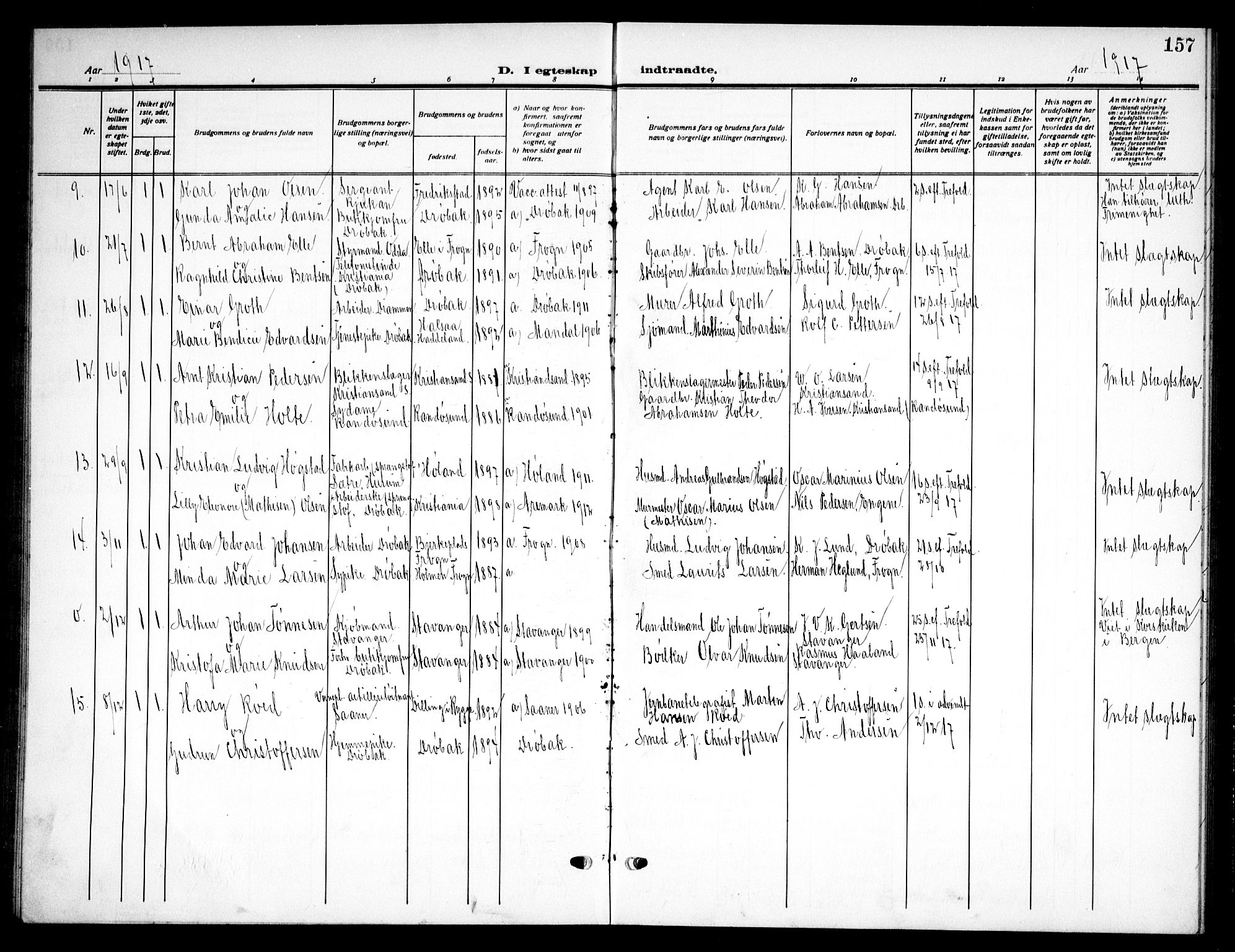 Drøbak prestekontor Kirkebøker, SAO/A-10142a/G/Ga/L0002: Klokkerbok nr. I 2, 1917-1932, s. 157