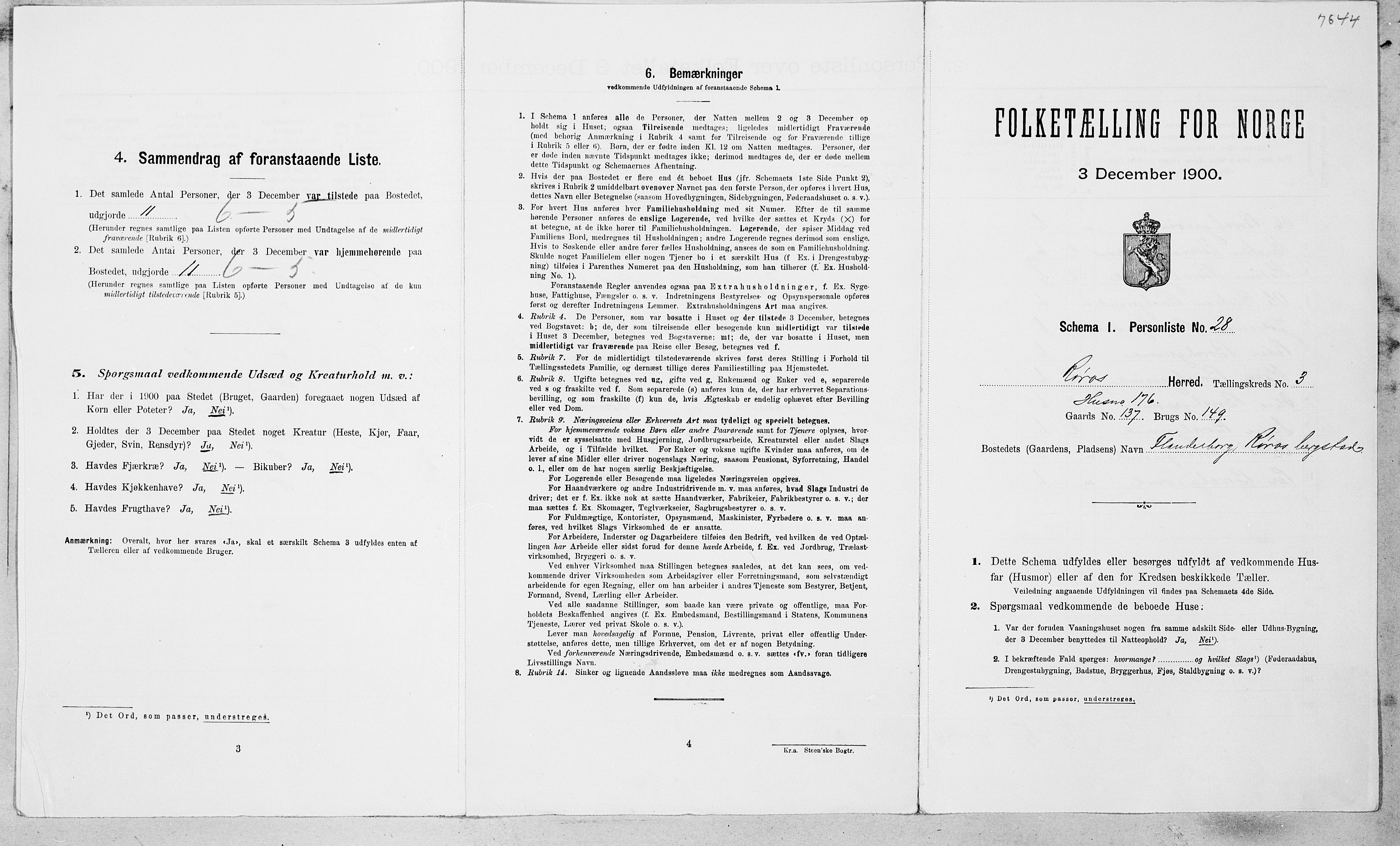 SAT, Folketelling 1900 for 1640 Røros herred, 1900, s. 322