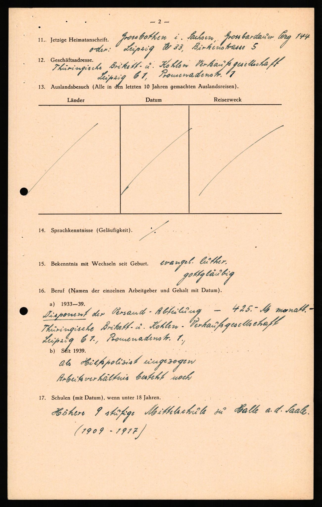 Forsvaret, Forsvarets overkommando II, AV/RA-RAFA-3915/D/Db/L0030: CI Questionaires. Tyske okkupasjonsstyrker i Norge. Tyskere., 1945-1946, s. 4